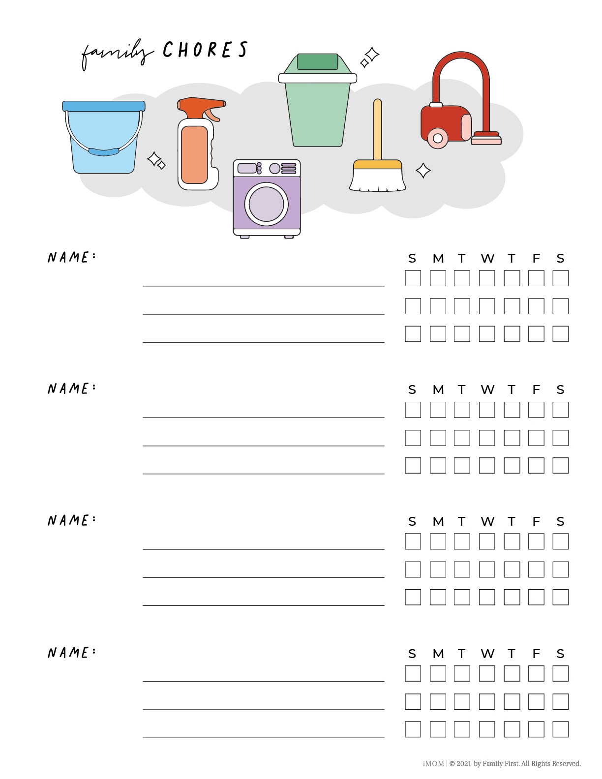 Free Printable Multiple Child Chore Chart