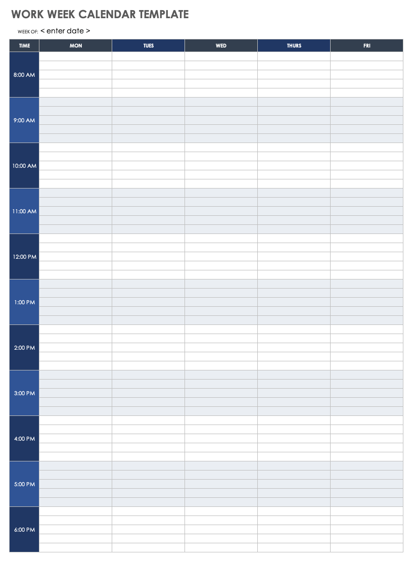 15 Free Weekly Calendar Templates Smartsheet