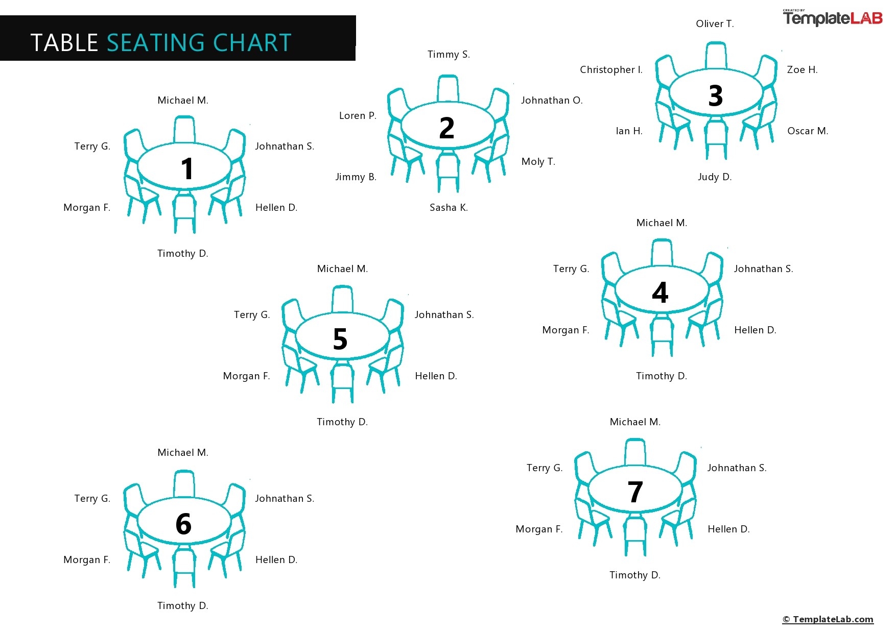 Round Table Template Seating Charts