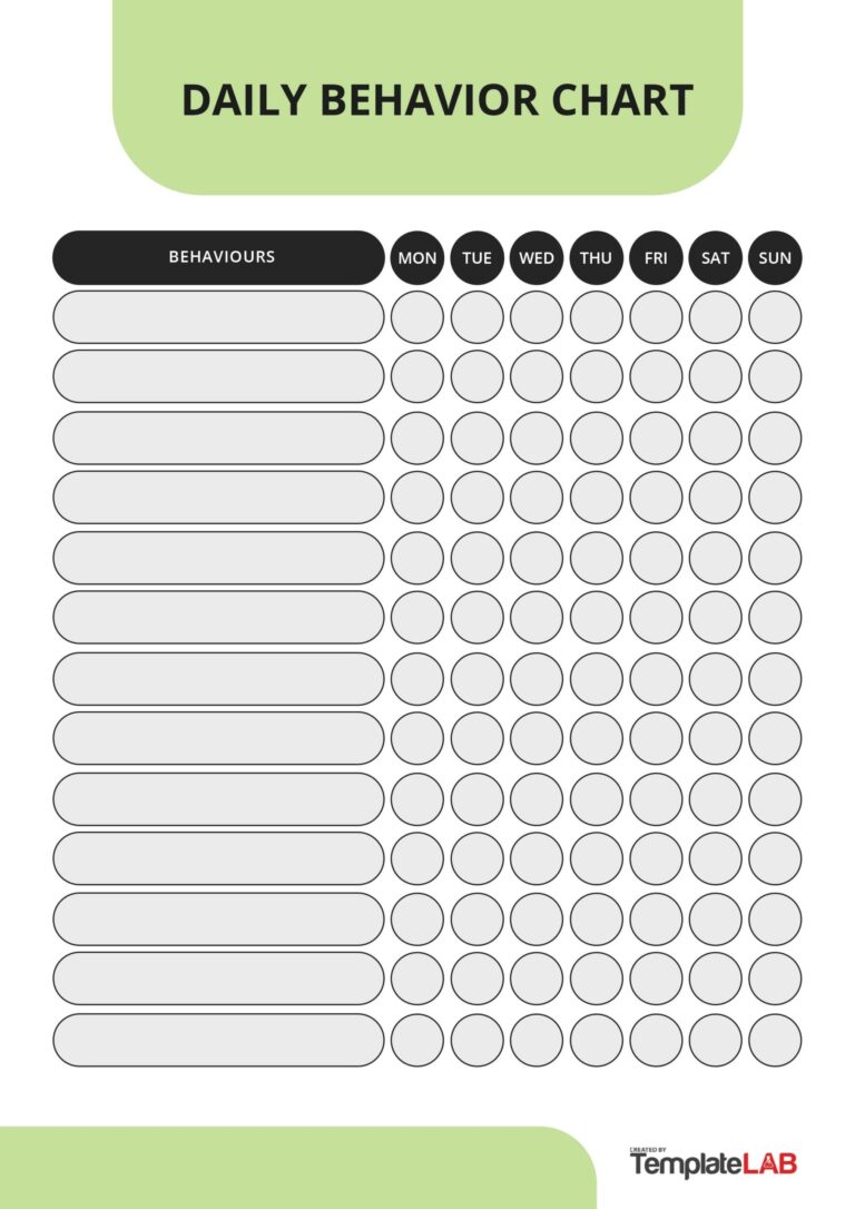 19 Printable Behavior Chart Templates for Kids TemplateLab 