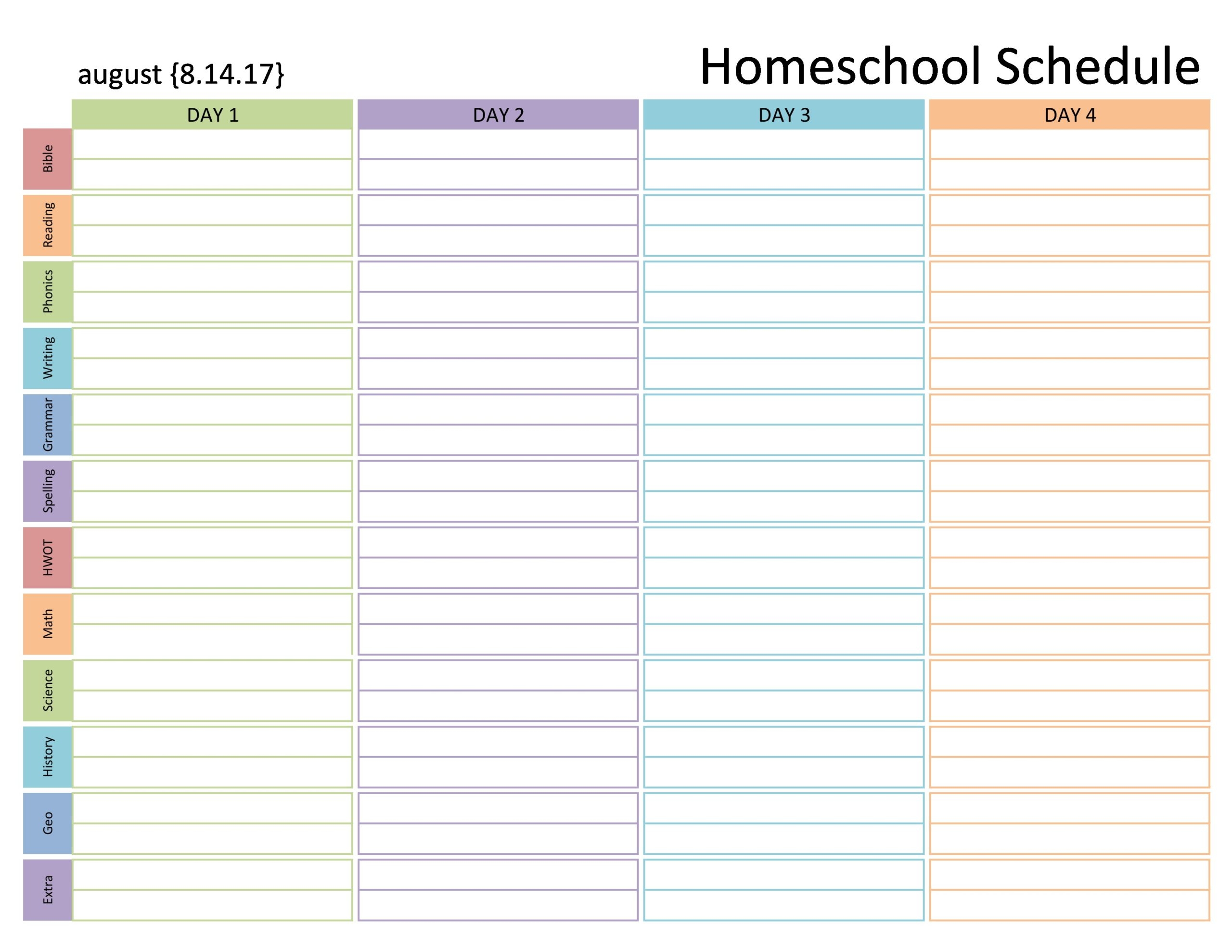 44 Editable Homeschool Schedule Templates FREE 