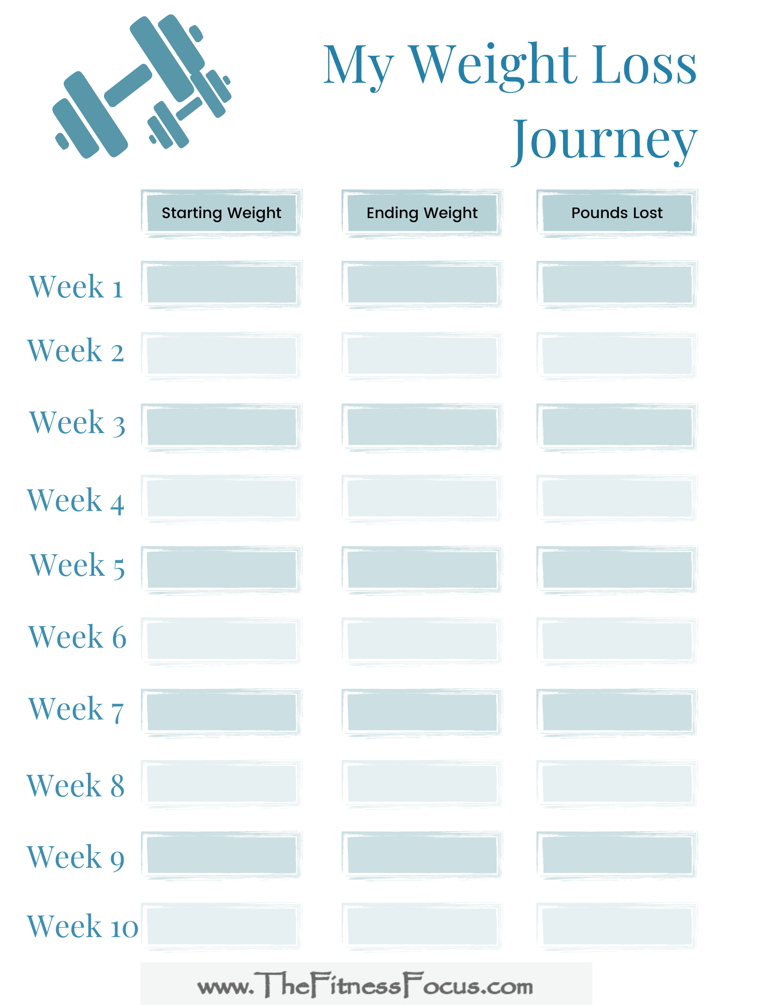 Free Printable Blank Weight Loss Chart