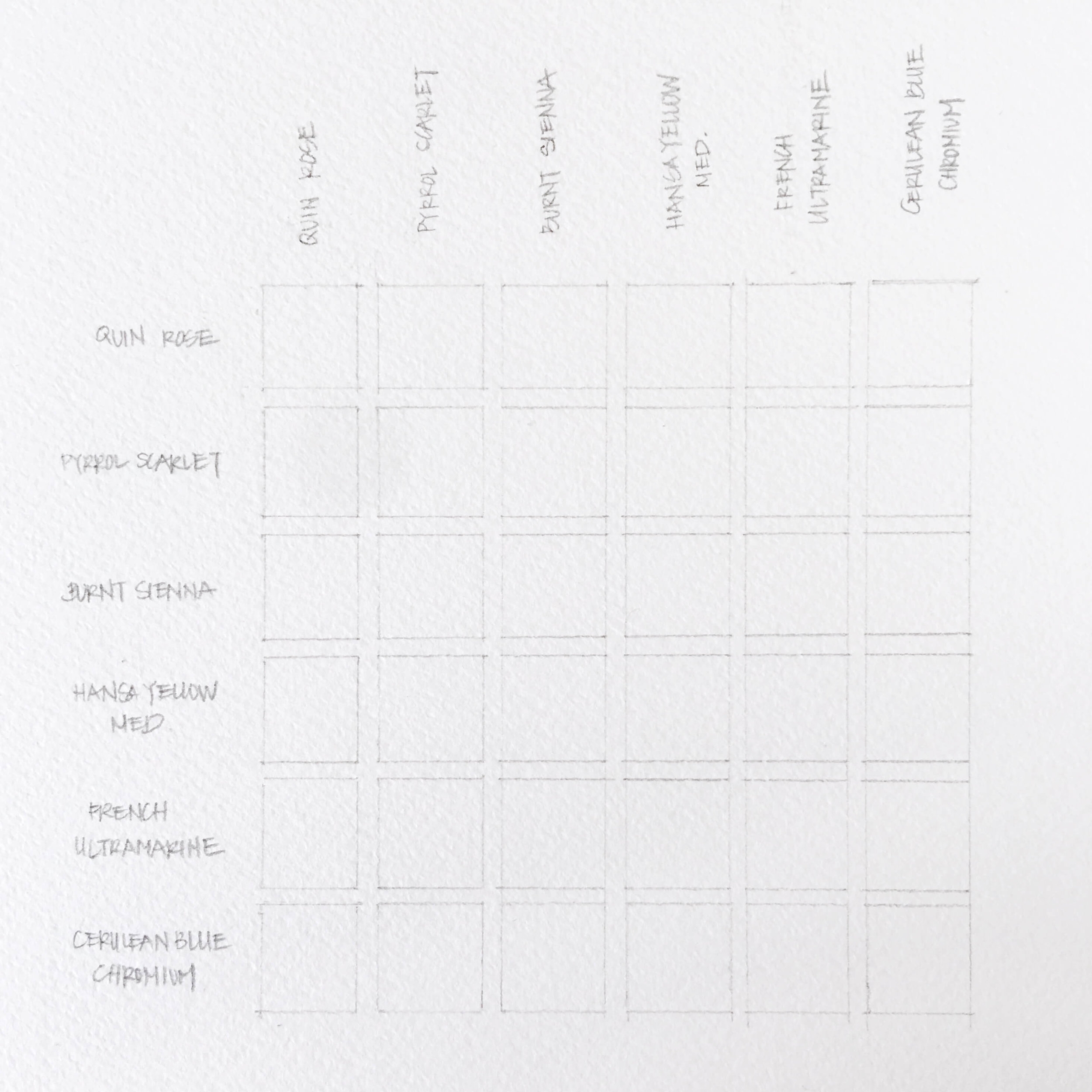 Printable Blank Color Chart Template