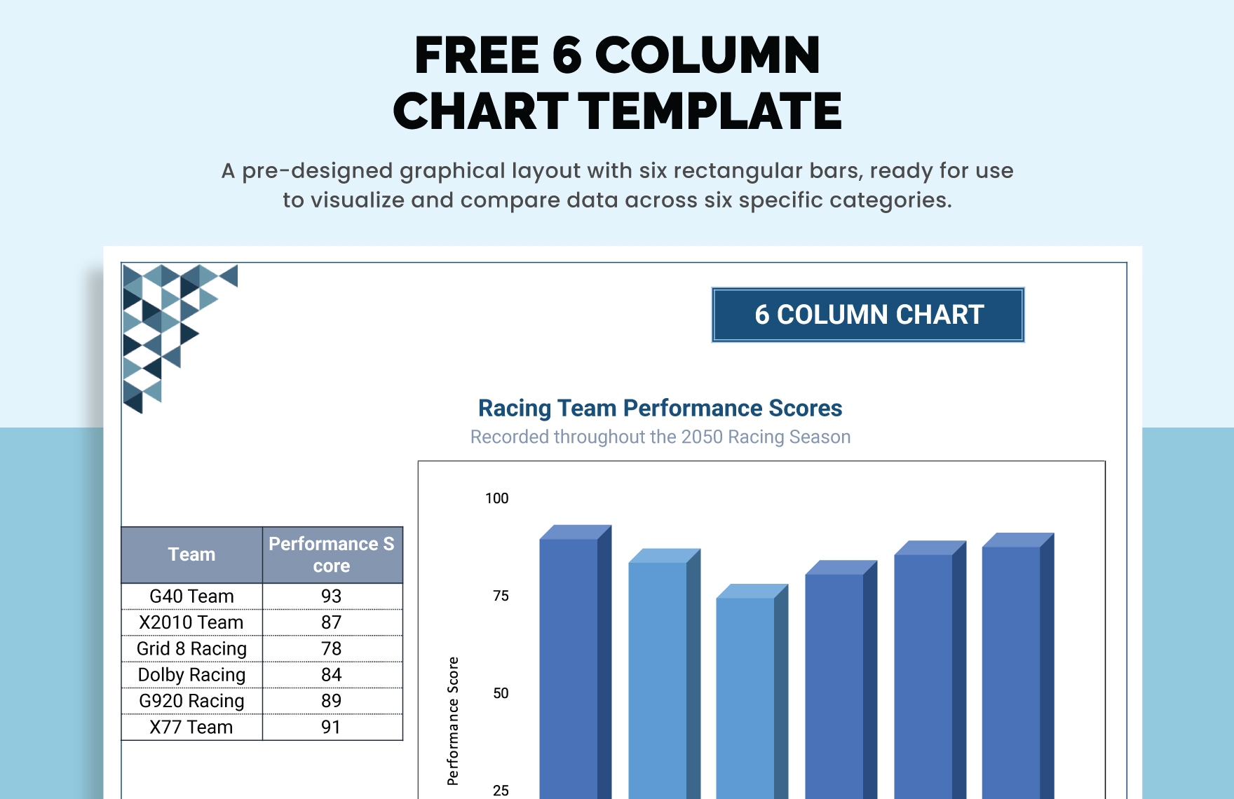 Printable Blank 6 Column Chart Template