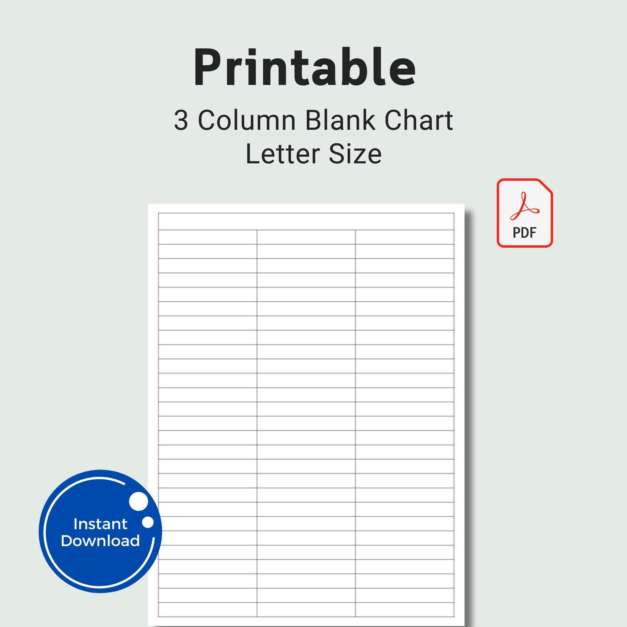 8 Blank Columns Chart Text Etsy