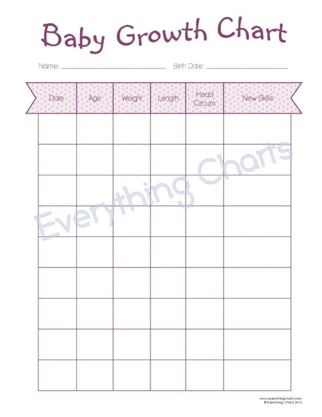 Baby Growth Chart PDF File printable Etsy Australia