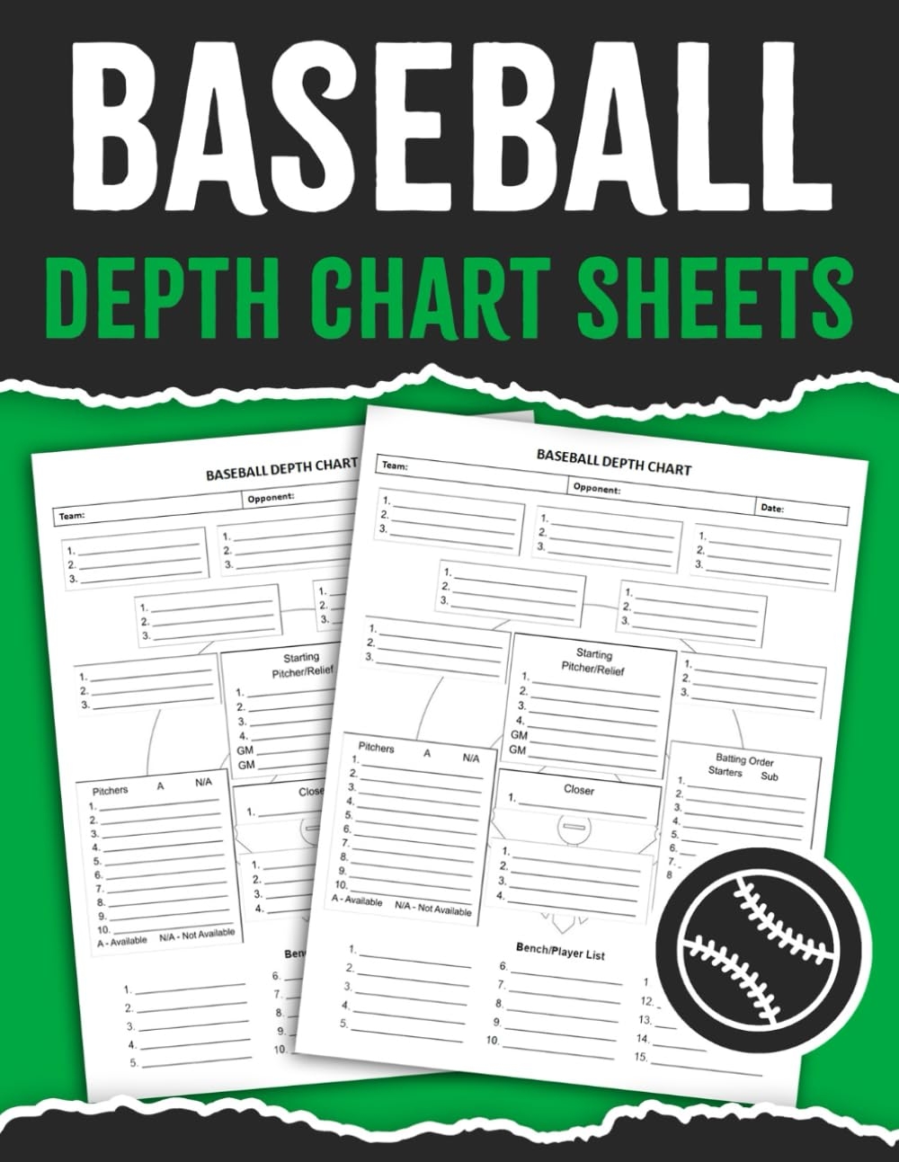 Baseball Depth Chart Sheets Team Position Organizer Baseball Depth Charts Sheet Book Publishing Hlim Bdcs Amazon Books