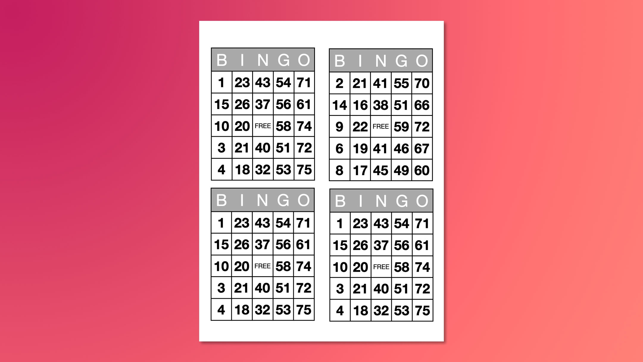 Bingo Chart Template