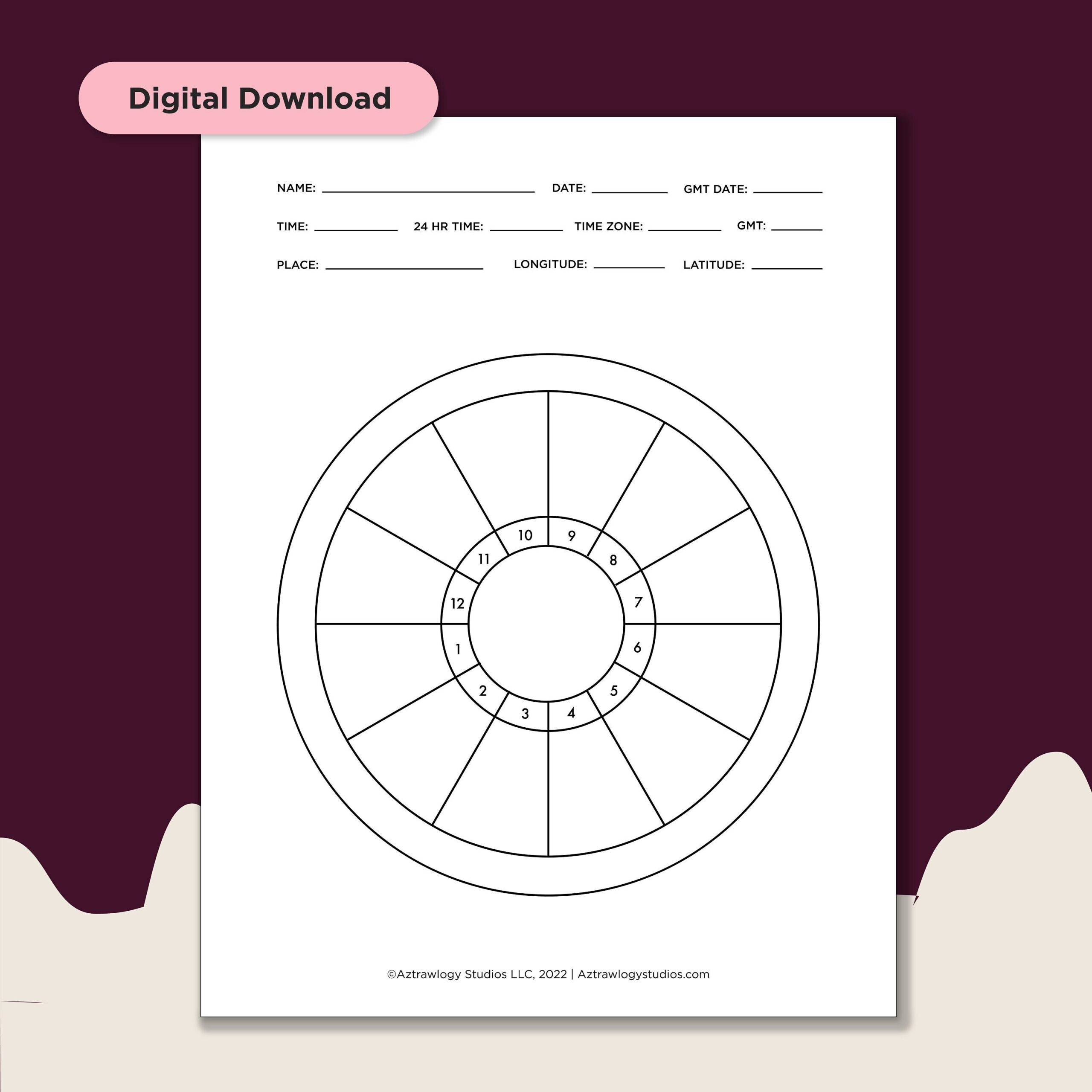 Blank Astrology Chart digital Download Etsy