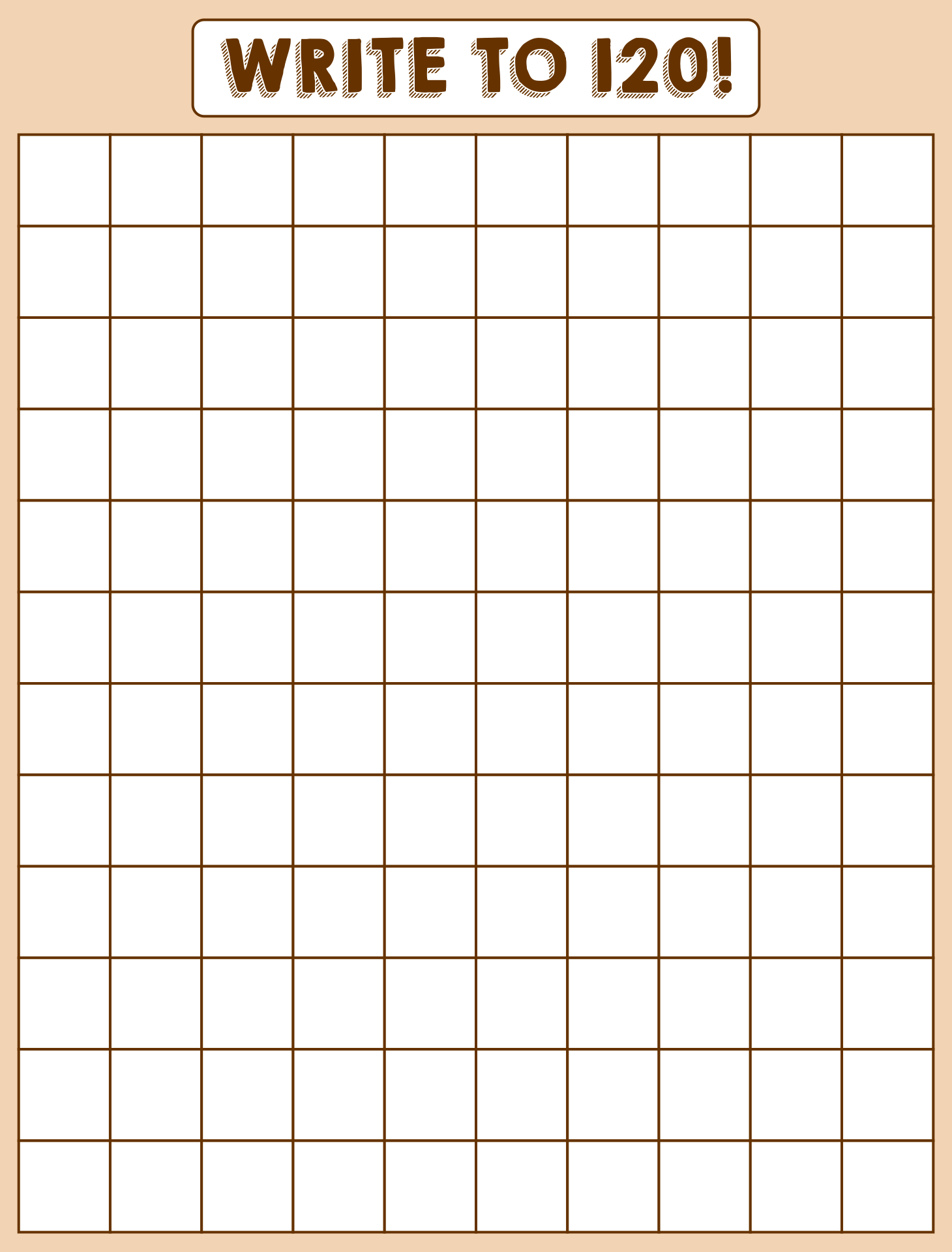 Blank 120 Chart Free Printable