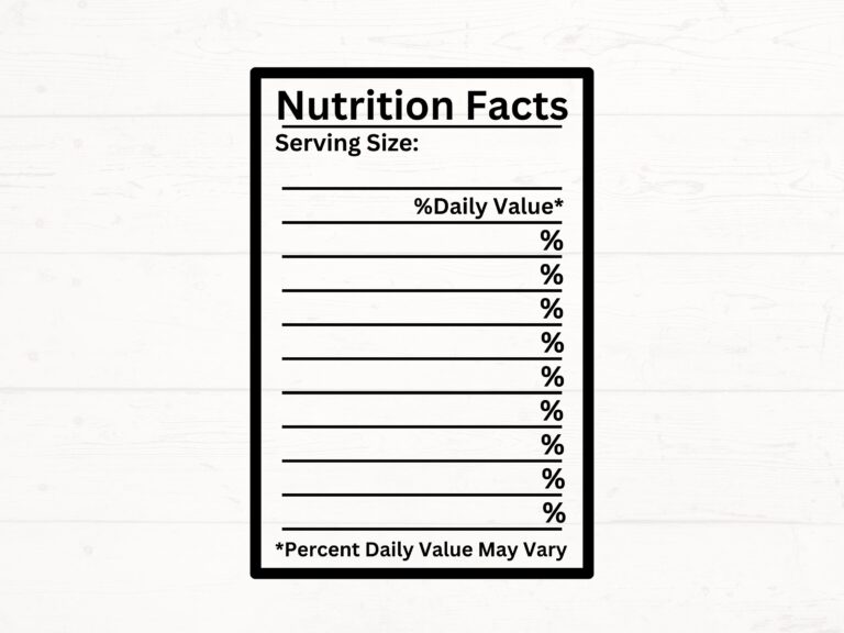 Blank Nutrition Facts SVG Nutrition Facts Template PNG Blank Label Template Nutrition Table Label For Cutting Machine Instant Download