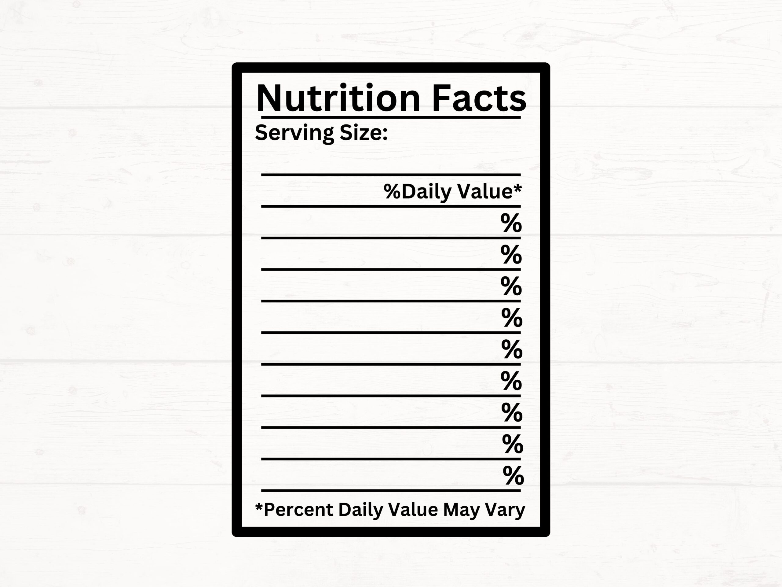 Blank Nutrition Facts SVG Nutrition Facts Template PNG Blank Label Template Nutrition Table Label For Cutting Machine Instant Download