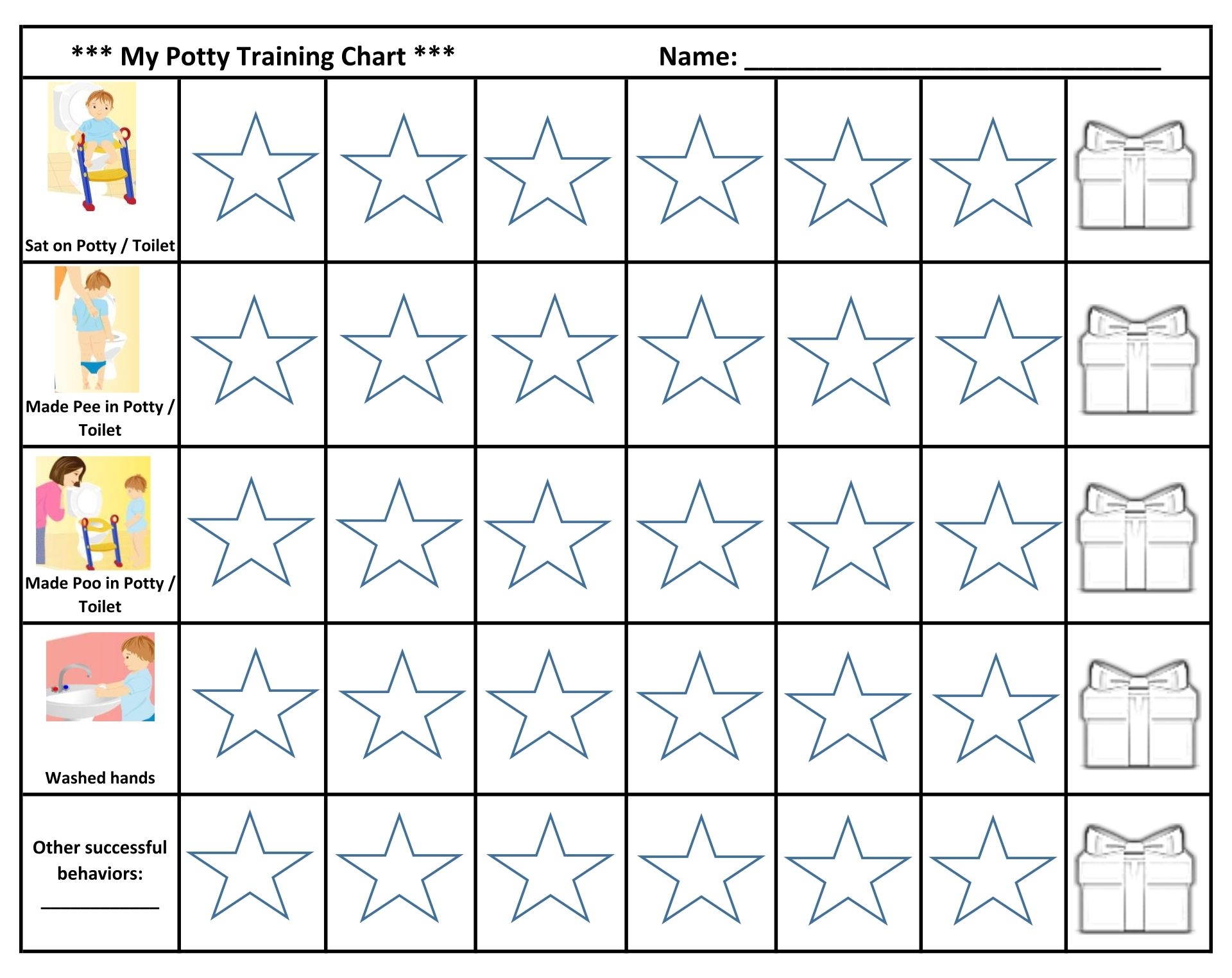 Blank Weekly Potty Chart Templates 10 Free PDF Printables 