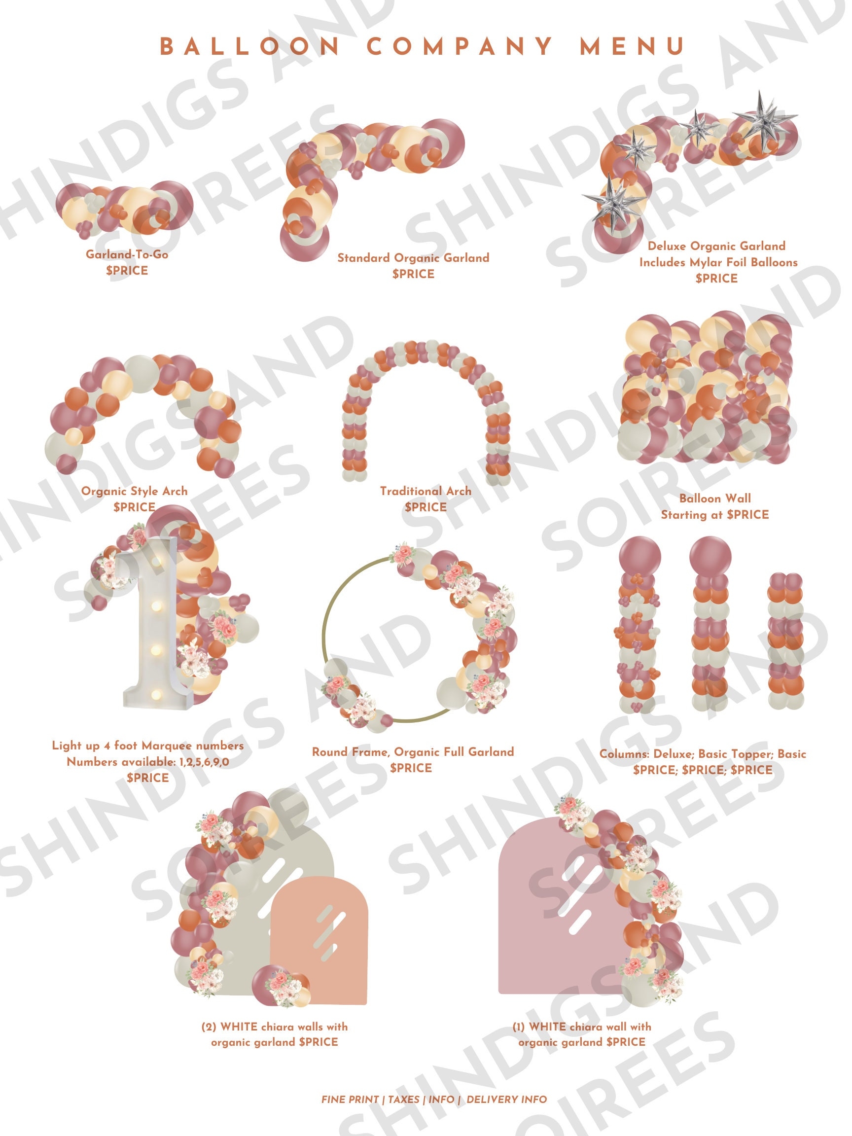 Boho Balloon Pricing Menu Canva Template Download With Marquee 