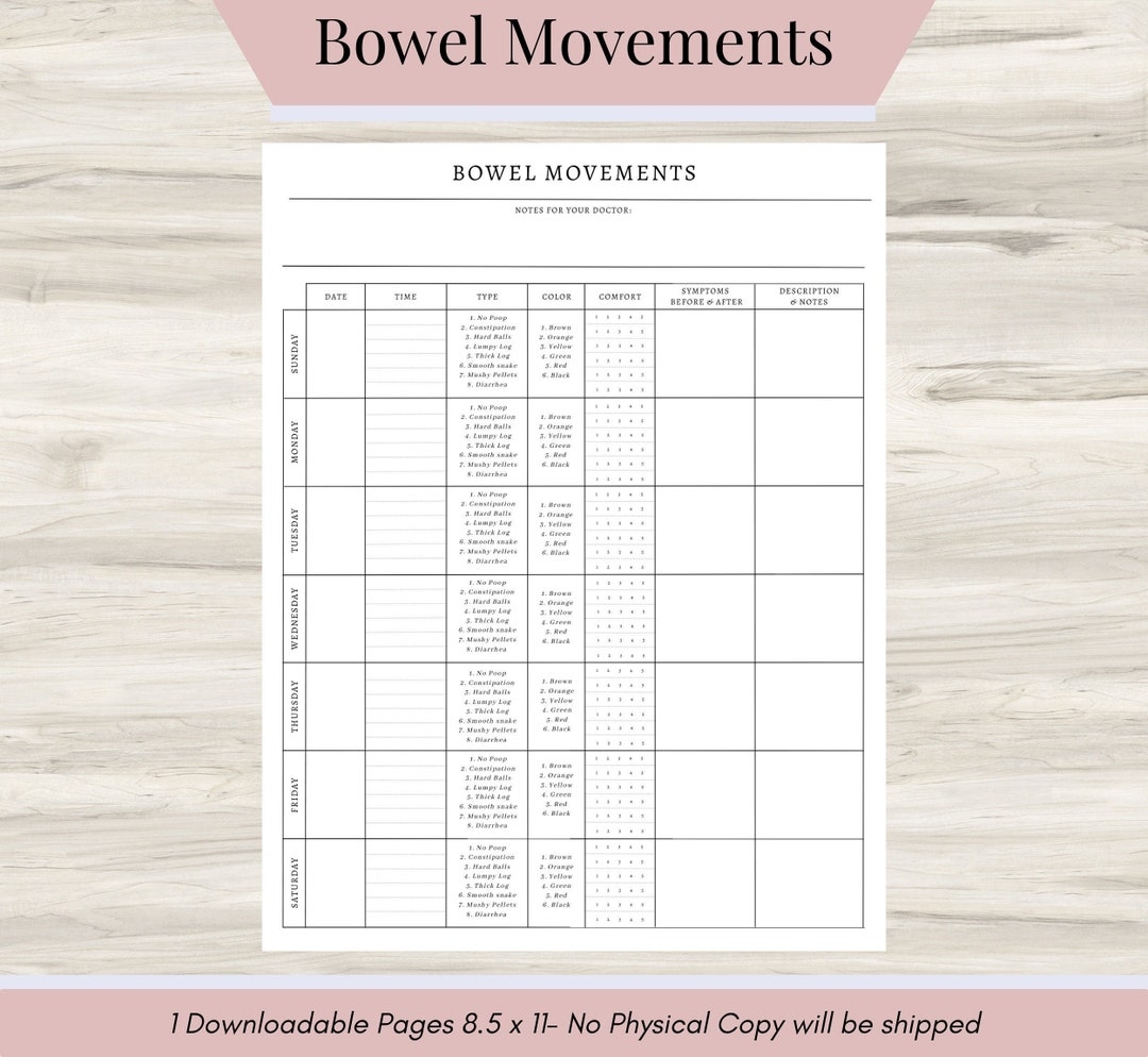 Bowel Movement Tracker IBS Tracker Irritable Bowel Syndrome Printable Sheet Food U0026 Symptoms Tracker Food Sensitivity Journal Poop Chart Etsy