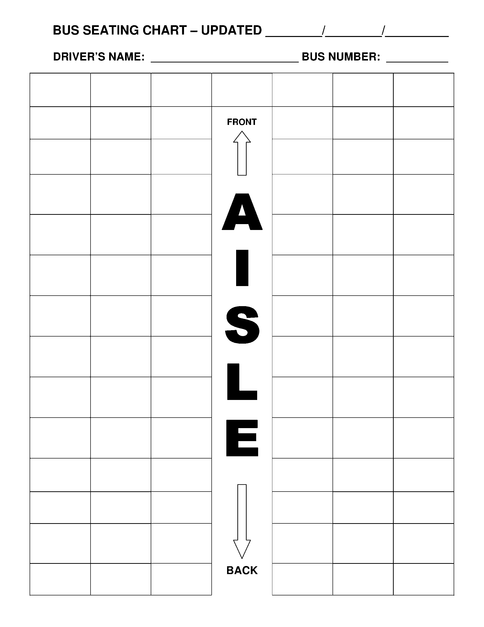 Bus Seating Chart Template
