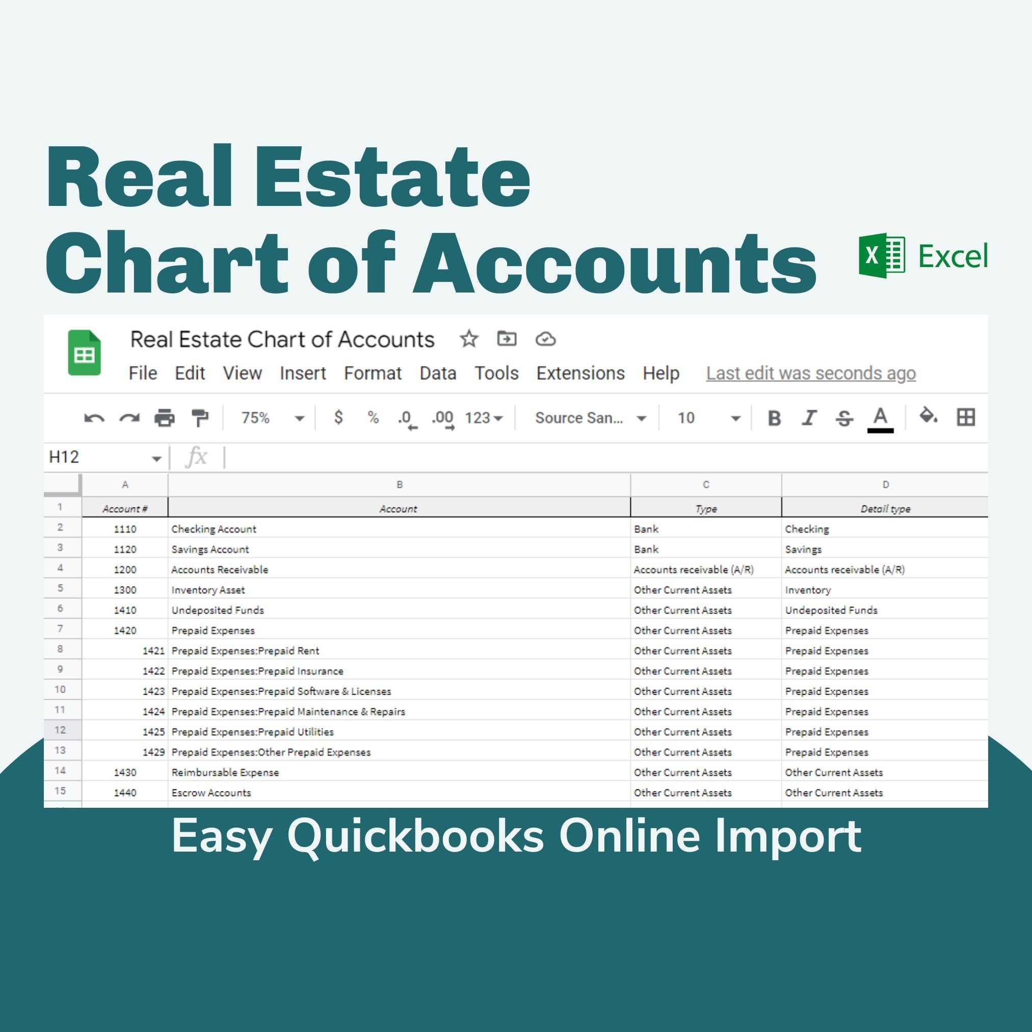 Business Chart Of Accounts Chart Of Accounts Template Real Estate Chart Of Accounts Small Business Accounting Business Spreadsheet Biz Etsy