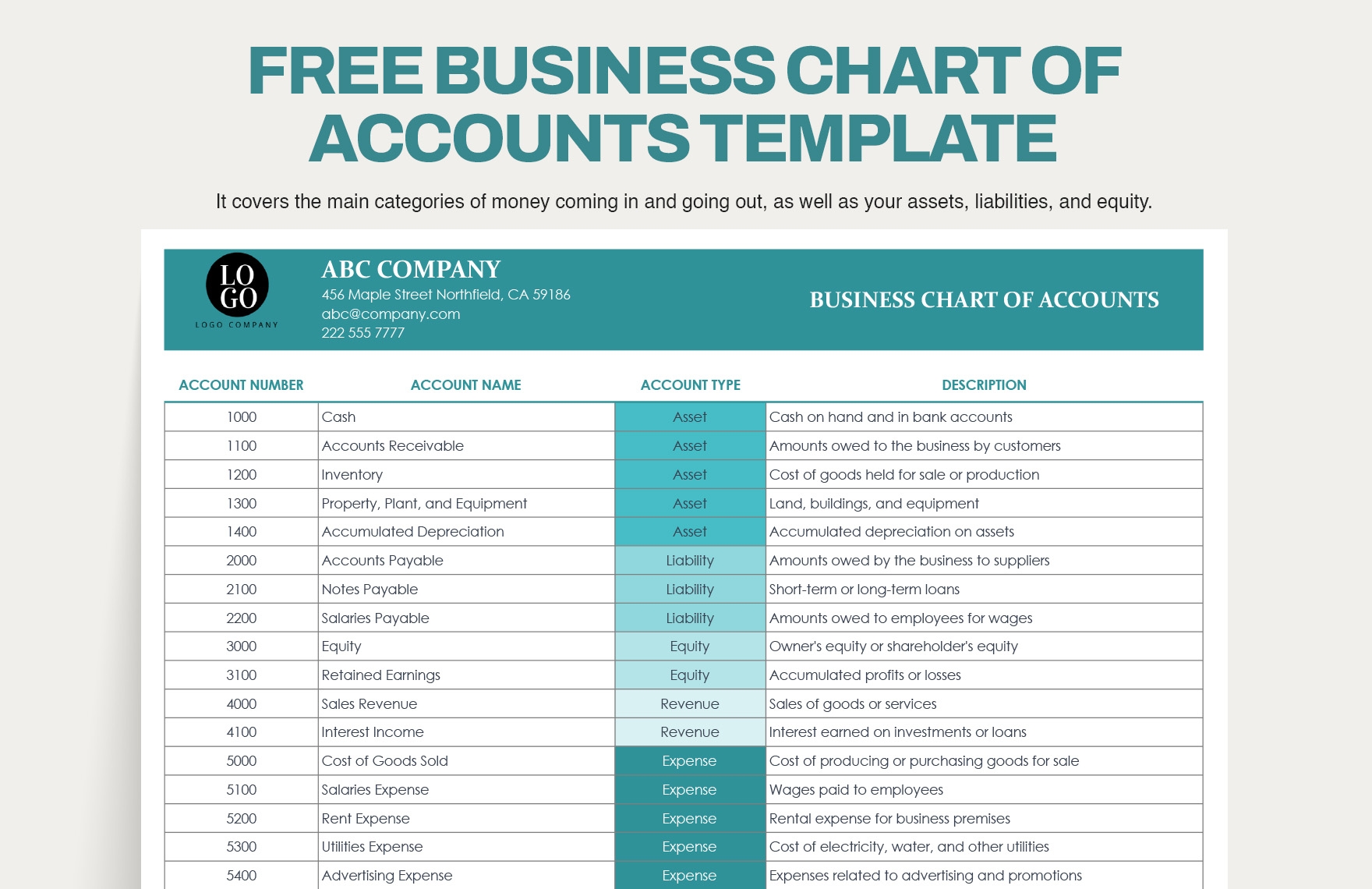 Business Chart Of Accounts Template In Excel Google Sheets Download Template