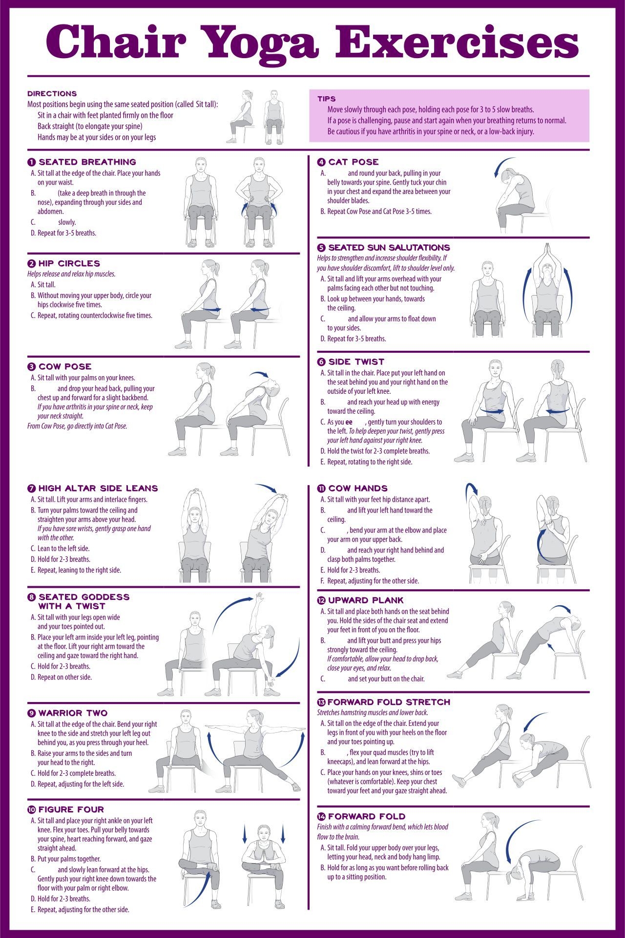 Chair Yoga Poses 10 Free PDF Printables Printablee