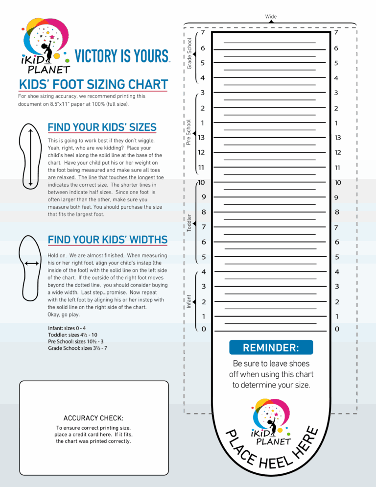 Children s Shoe Size Measurement Chart Outlet