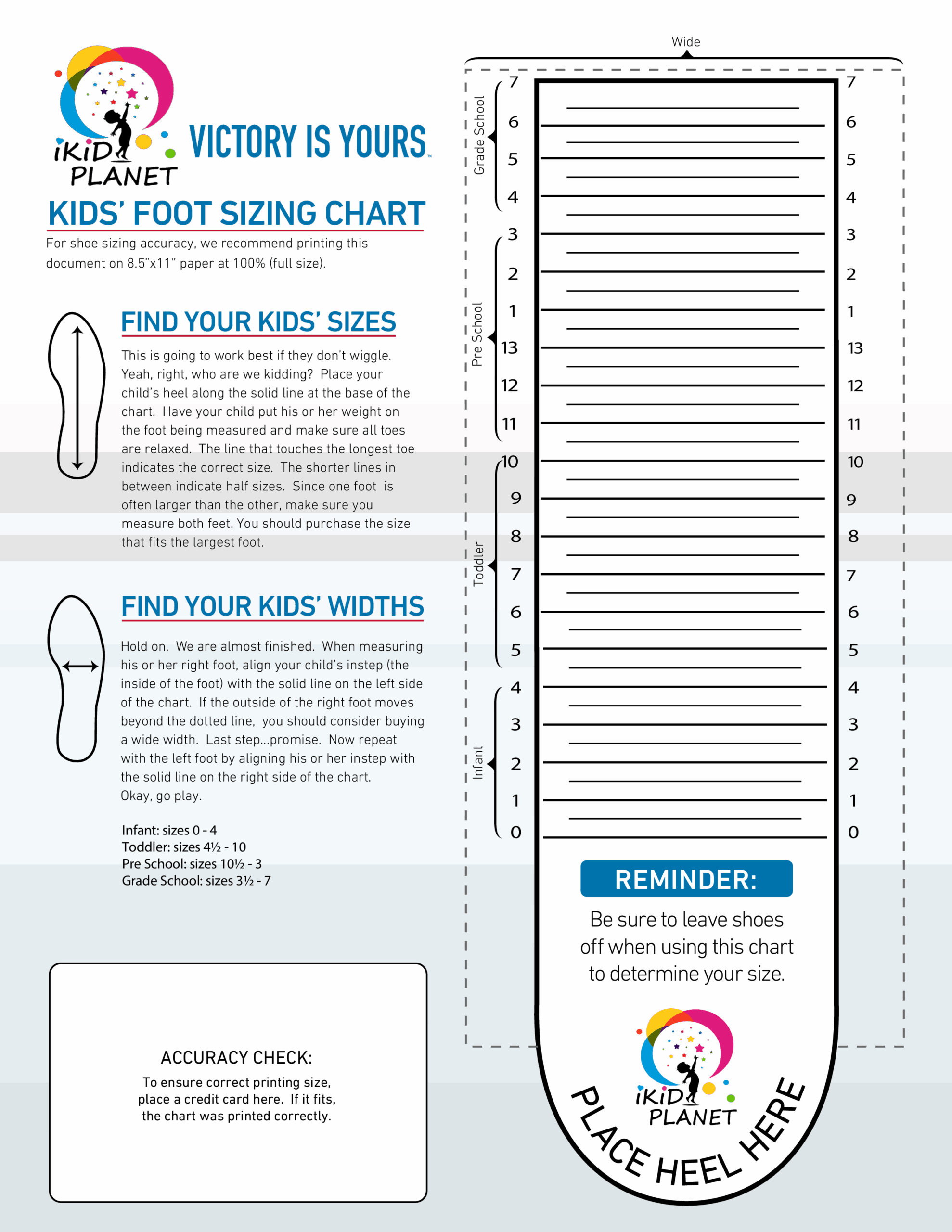 Children s Shoe Size Measurement Chart Outlet