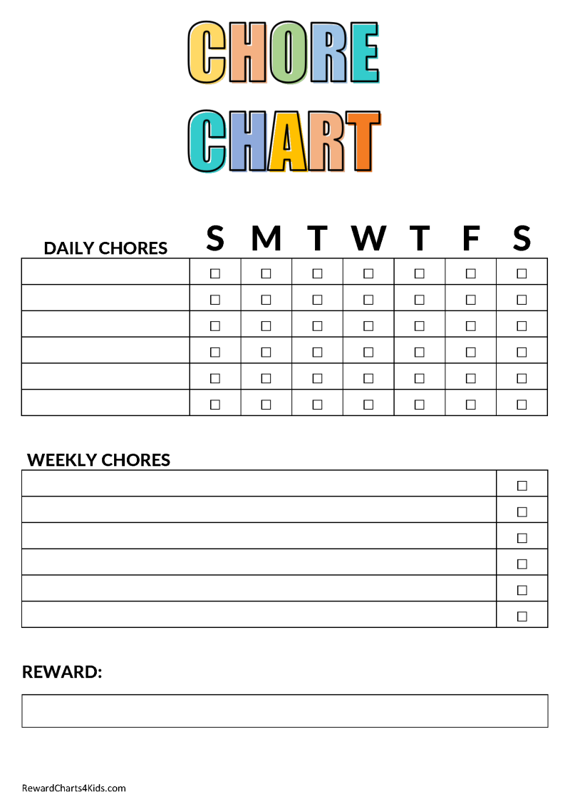 Printable Chore Chart Template Free