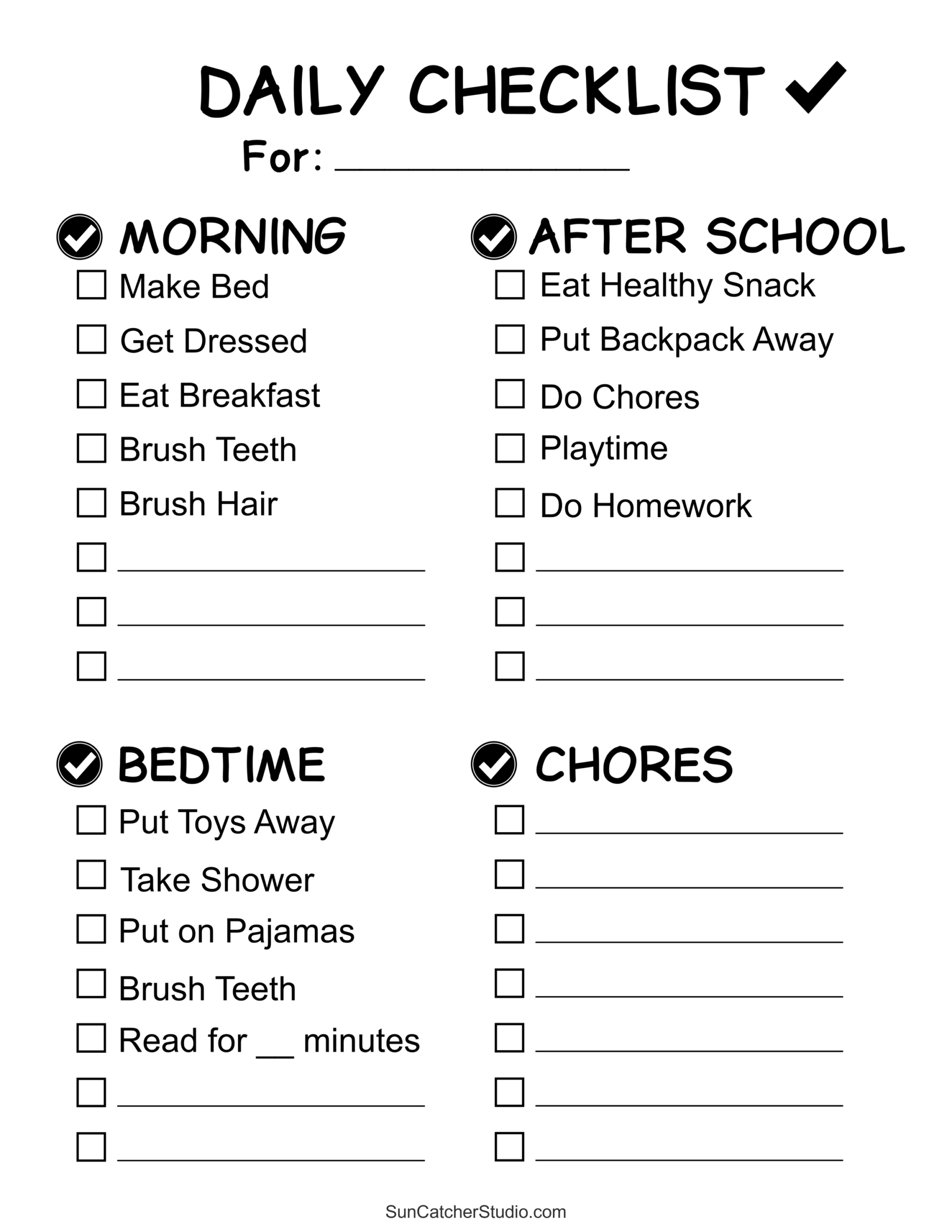Chore Charts Printable Editable Daily U0026 Weekly Templates DIY Worksheets Library