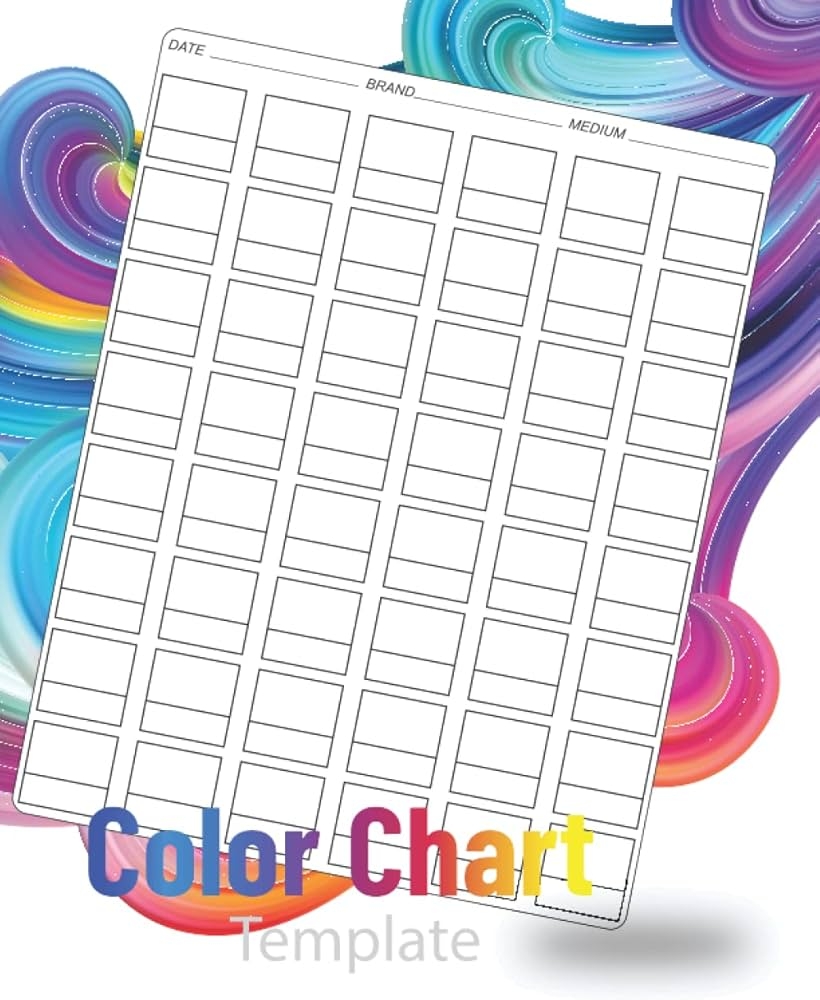 Color Chart Template 48 Color Swatch page For Record 3600 Different Colors 100 Pages 8 5 x11 one Blank One Full 