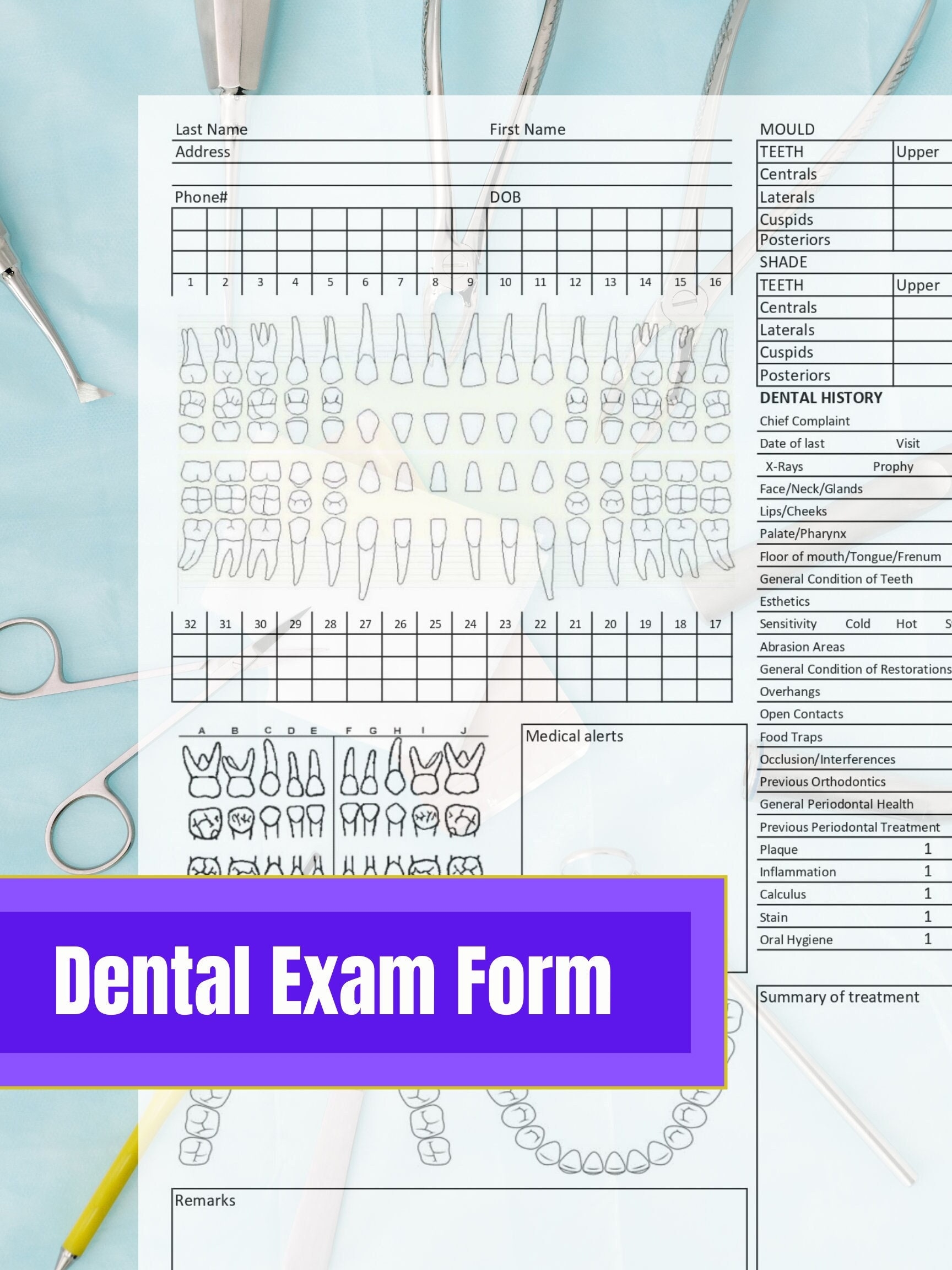 Dental Charting Templates