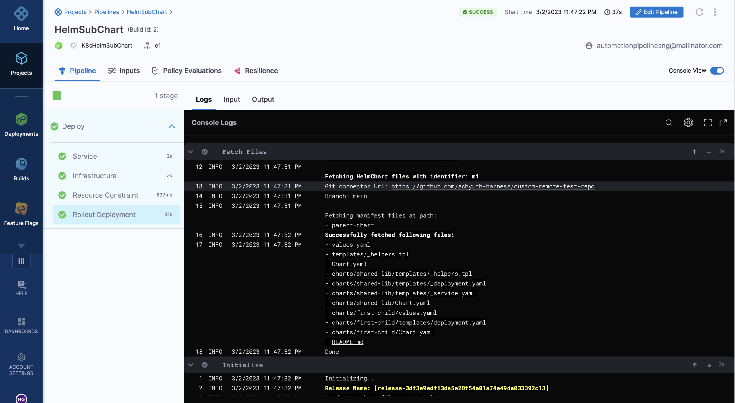 Deploy Helm Charts Harness Developer Hub