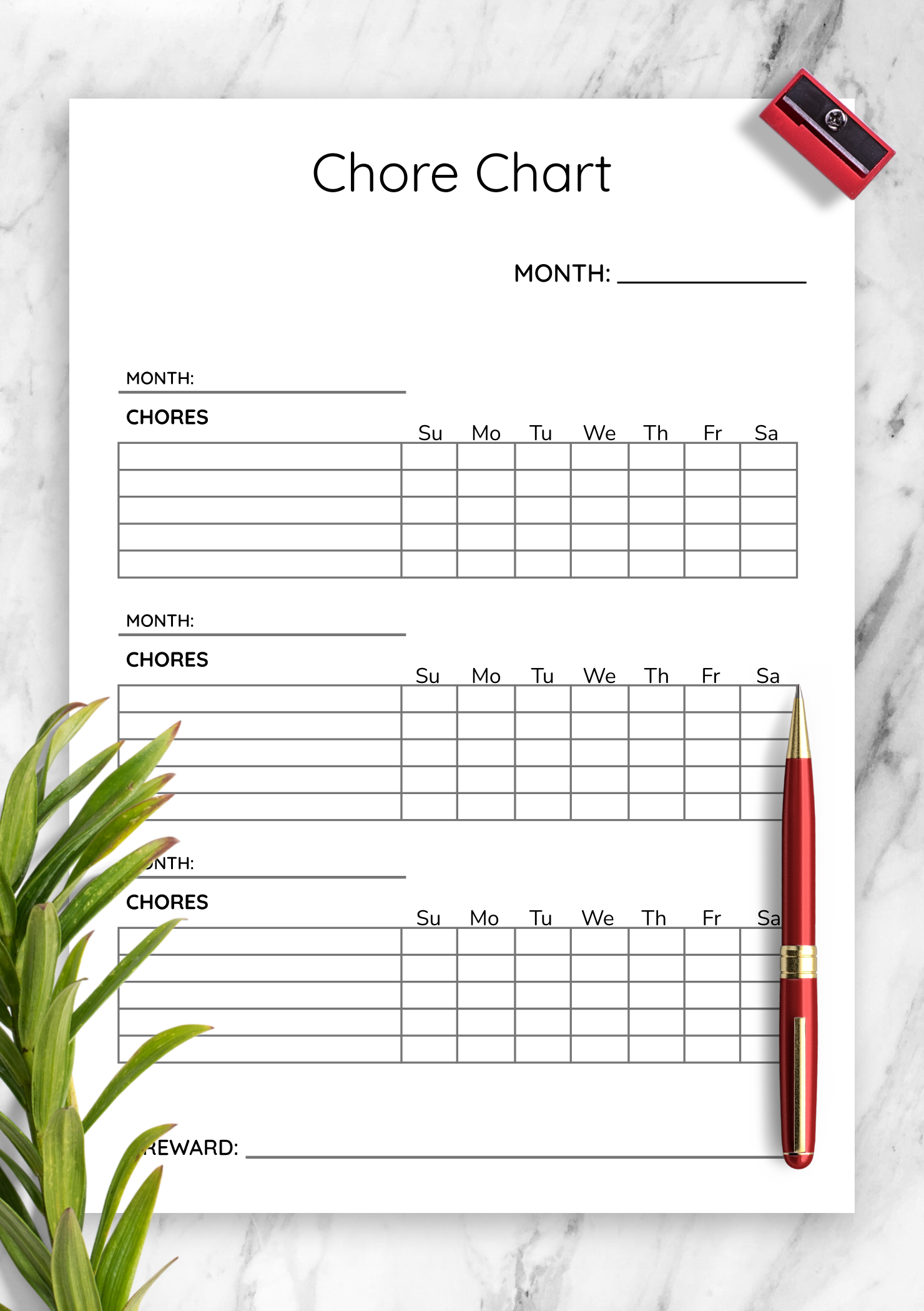 Chore Chart For Adults Templates