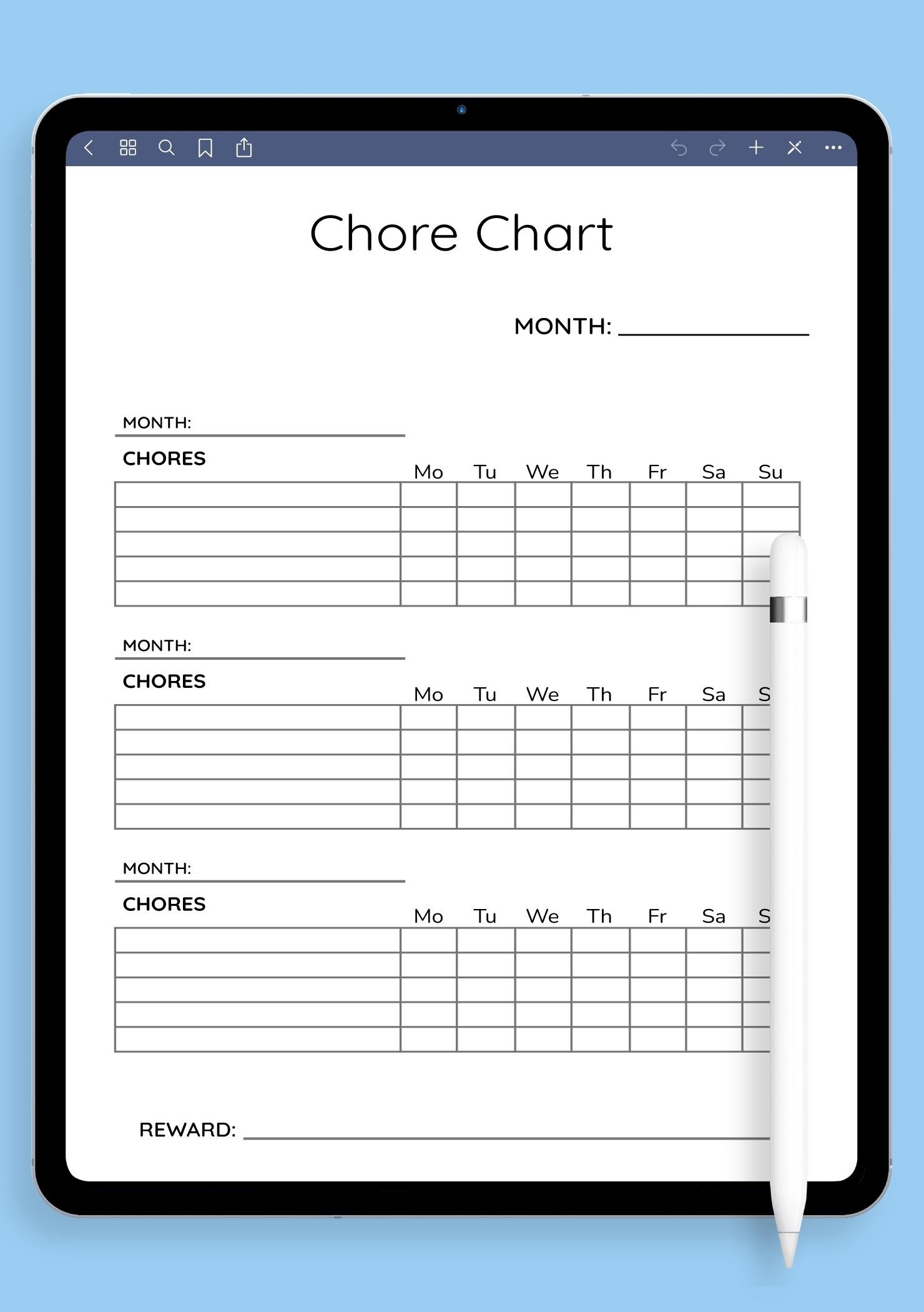 Printable Blank Chore Chart Template
