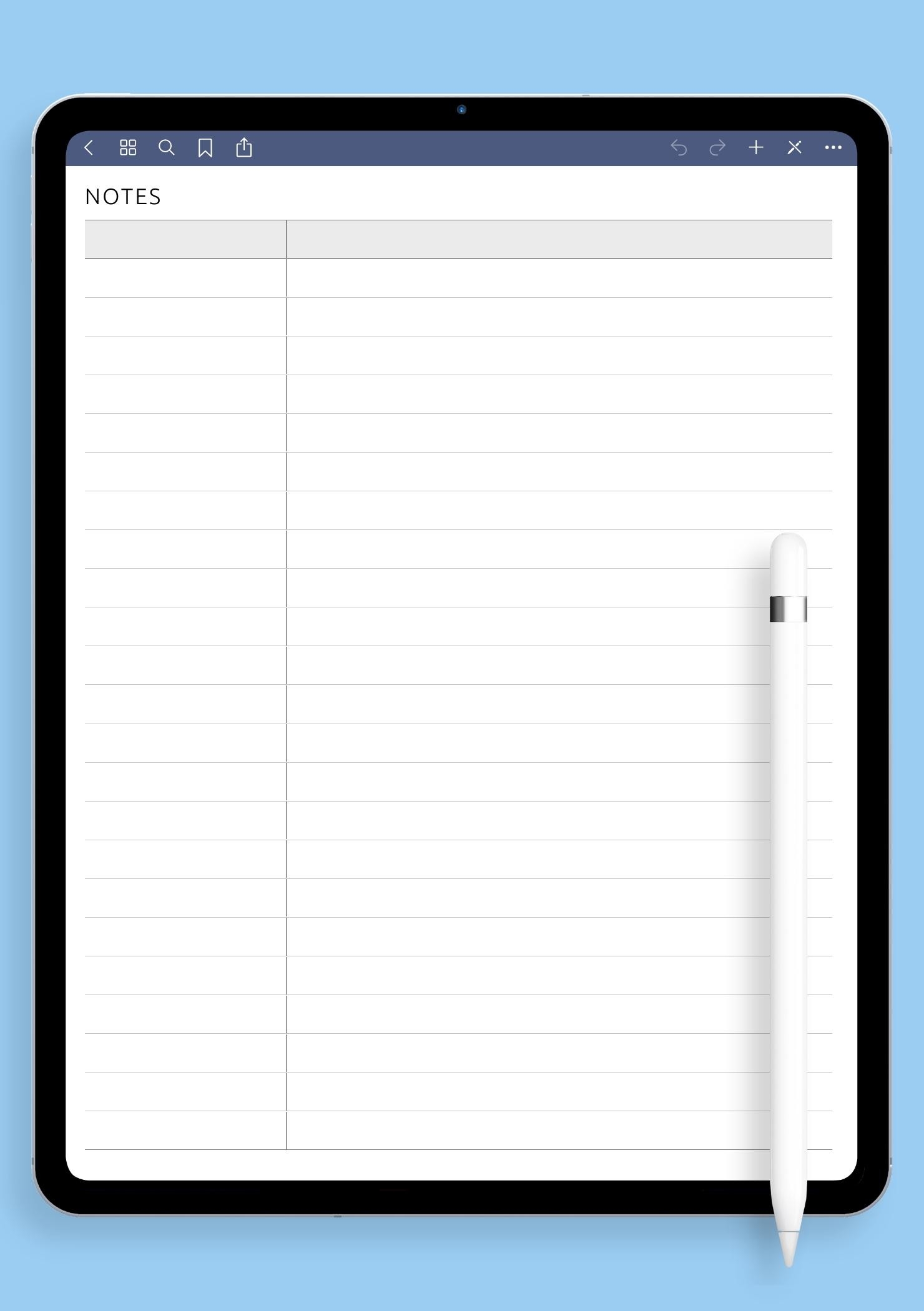 Download Printable Table 2 Column PDF