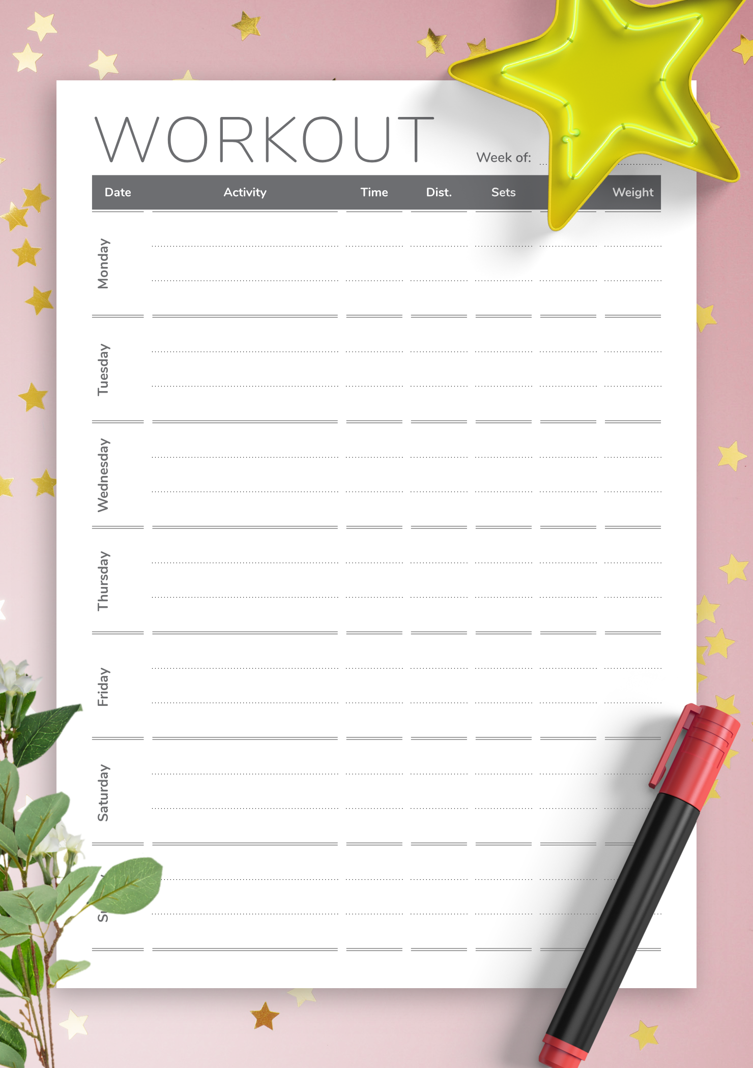 Download Weekly Workout Template PDF Plan Your Fitness