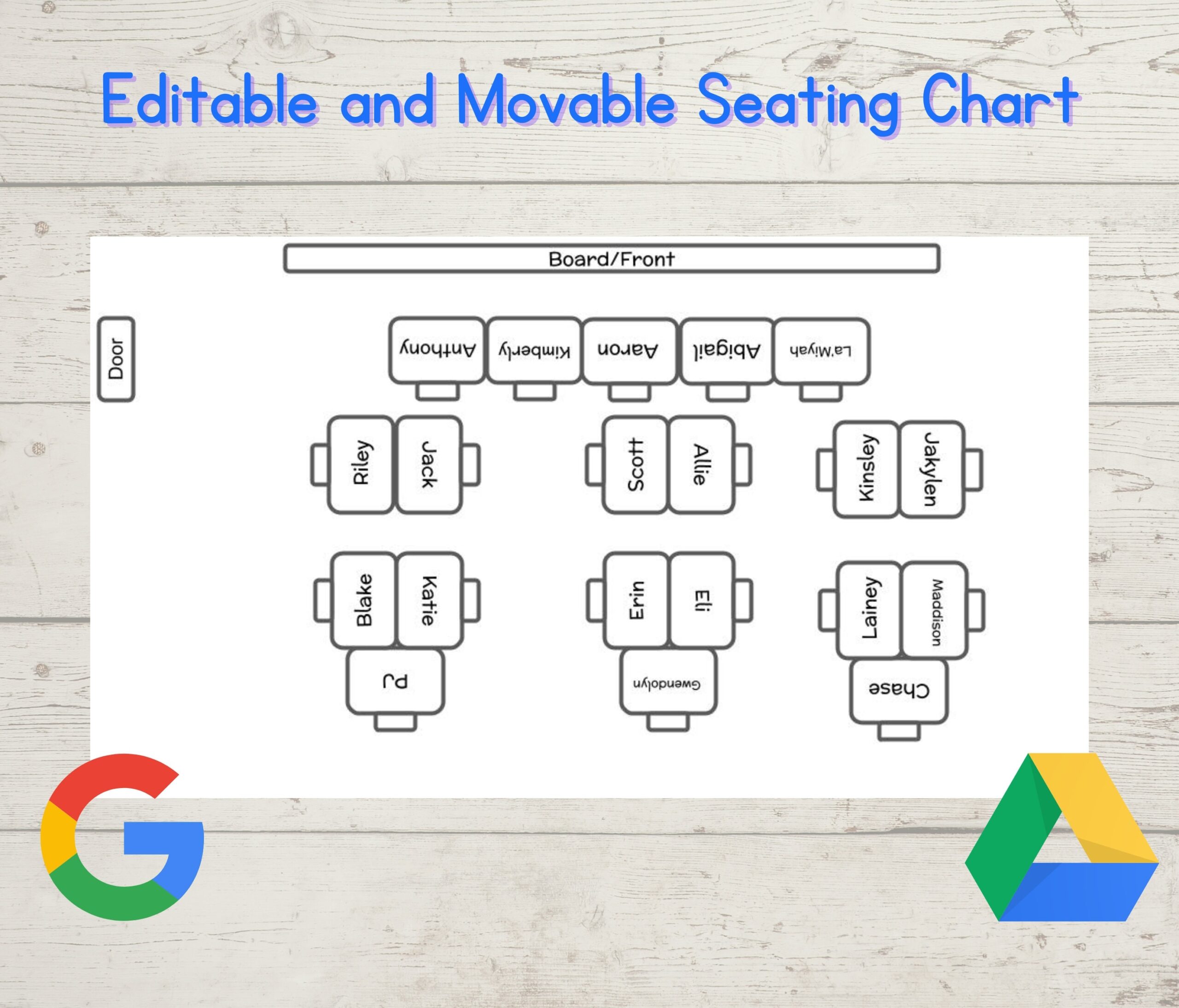 Editable Seating Chart Google Slides Seating Chart Movable Seating Chart Interactive Seating Chart Back To School