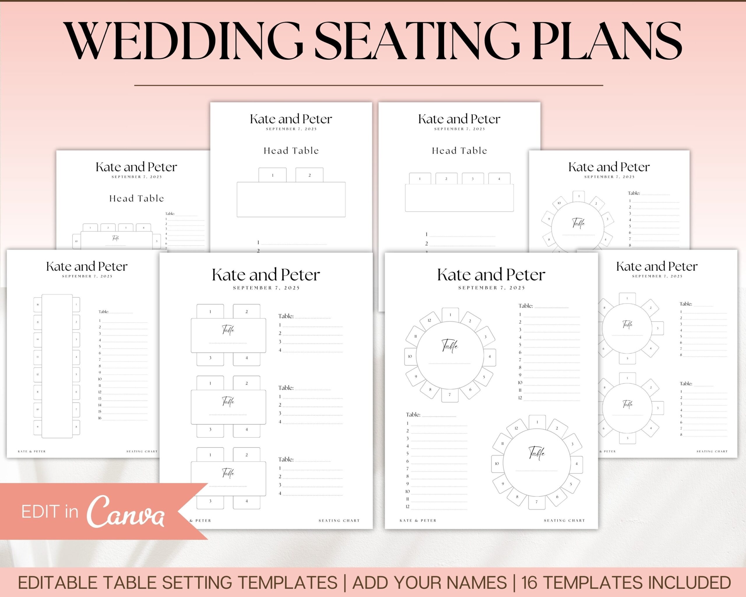 Wedding Seating Chart Template Free Printable