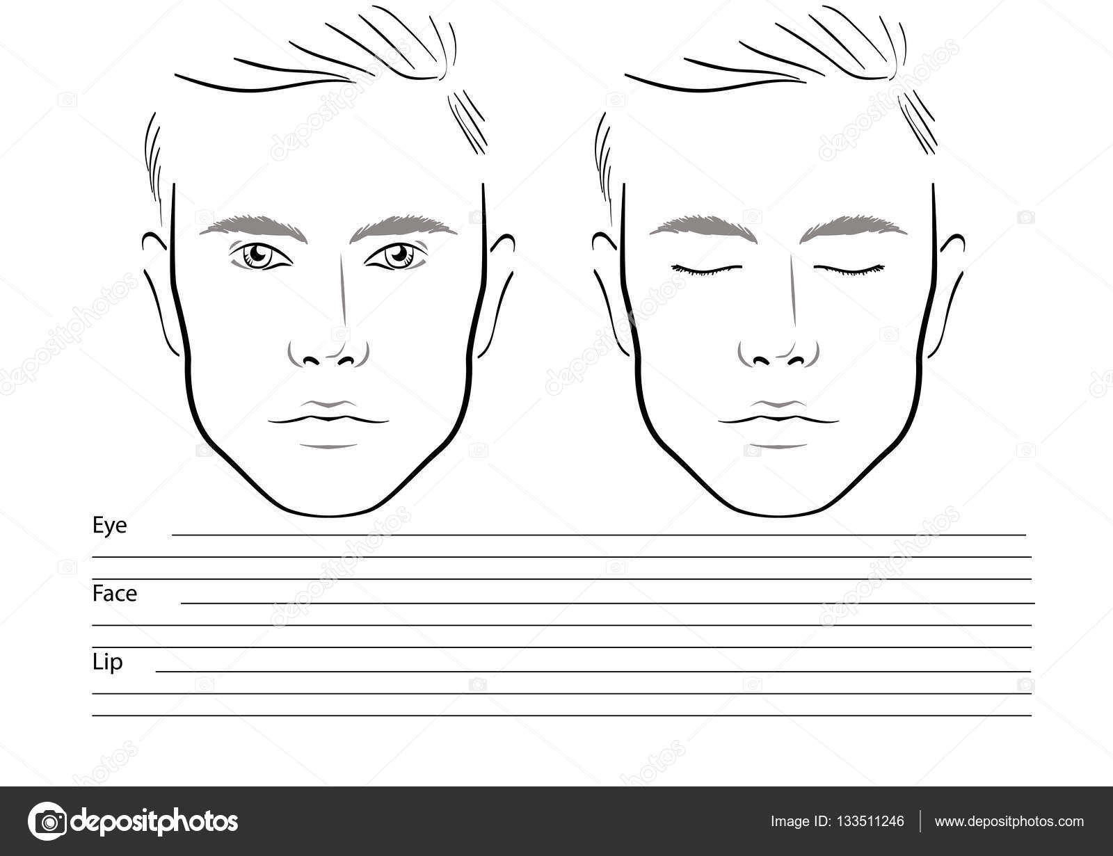 Face Chart Makeup Artist Blank Templat Ilustrasi Vektor Vektor Stok Oleh melanjurga 133511246