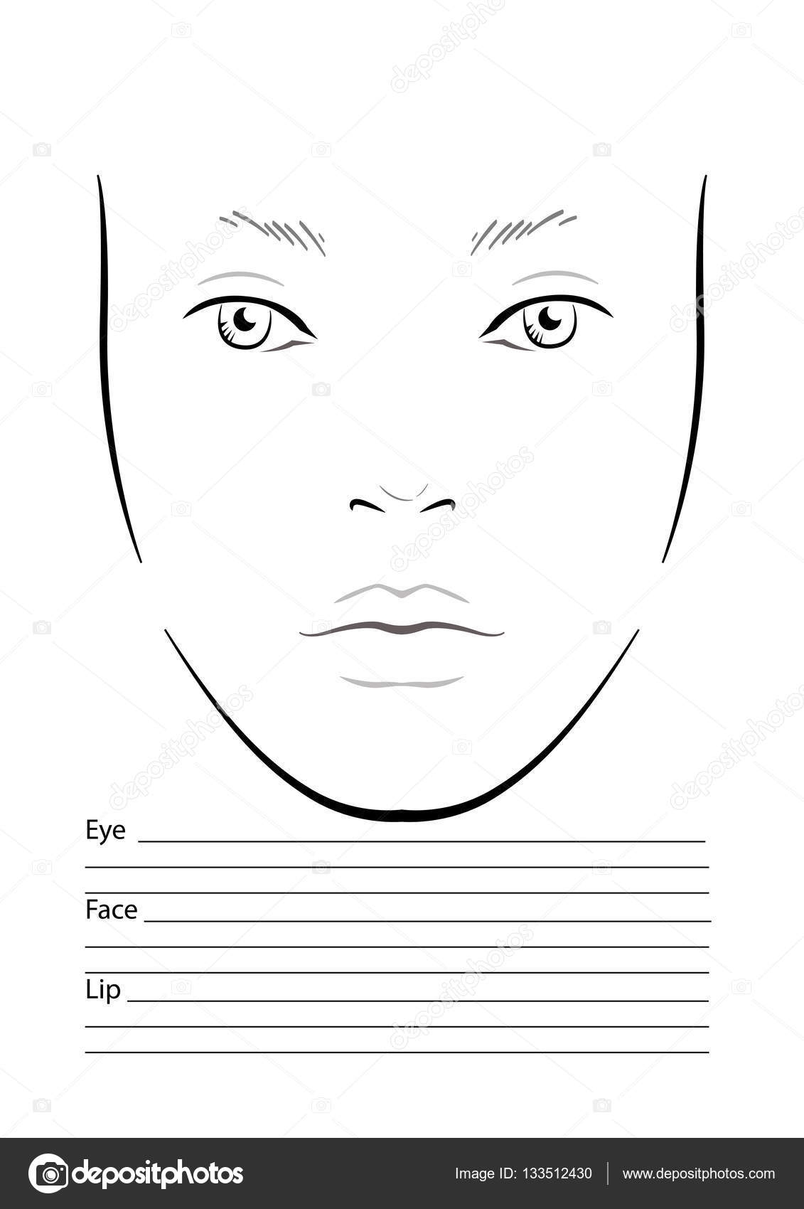 Face Chart Makeup Artist Blank Templat Ilustrasi Vektor Vektor Stok Oleh melanjurga 133512430