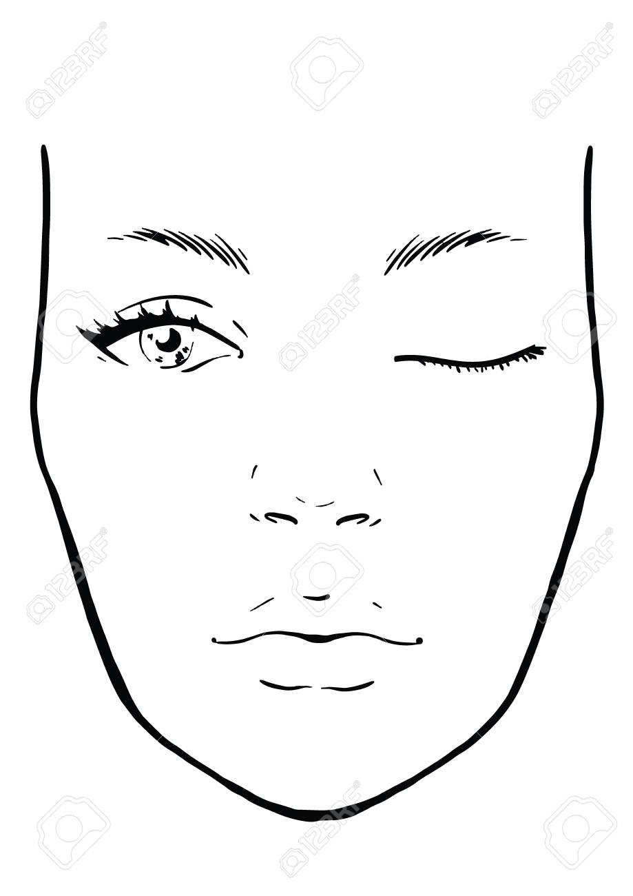 Face Chart Makeup Artist Blank Template Vector Illustration 