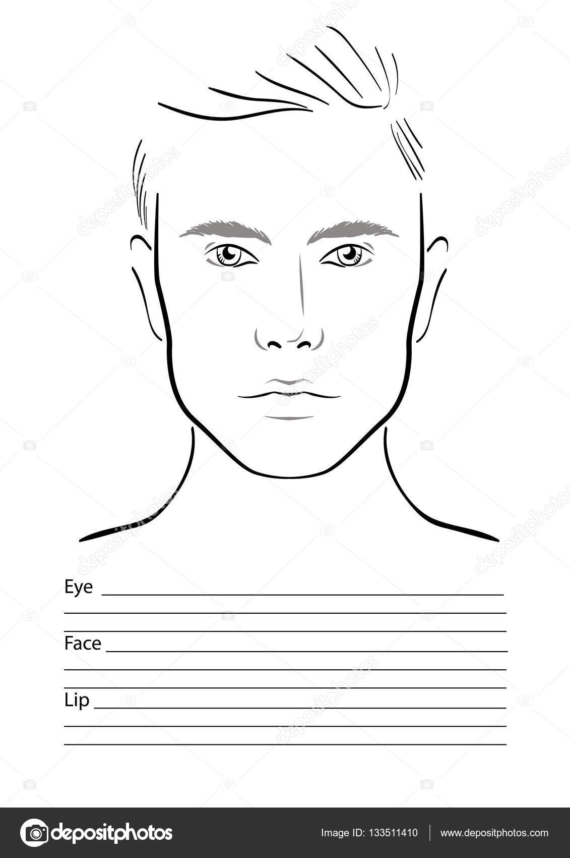Face Chart Makeup Artist Blank Template Vector Illustration 