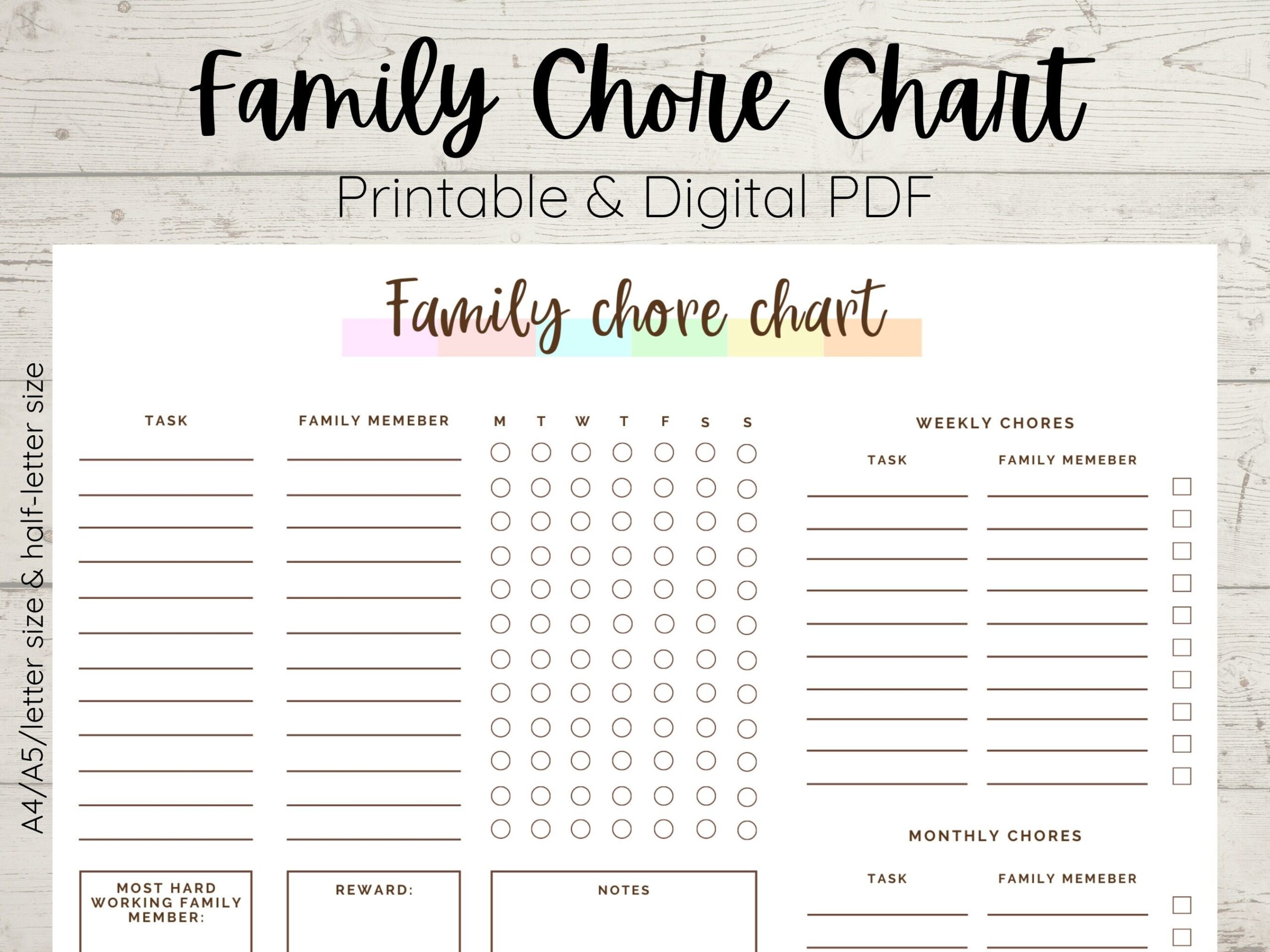 Family Chore Chart Printable Chore Checklist Family Checklist 