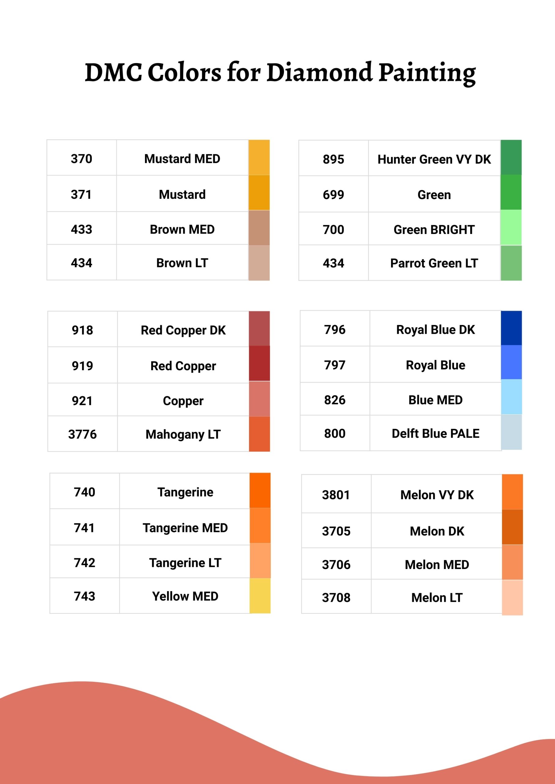 Family Diamond Painting DMC Color Chart In Illustrator PDF 