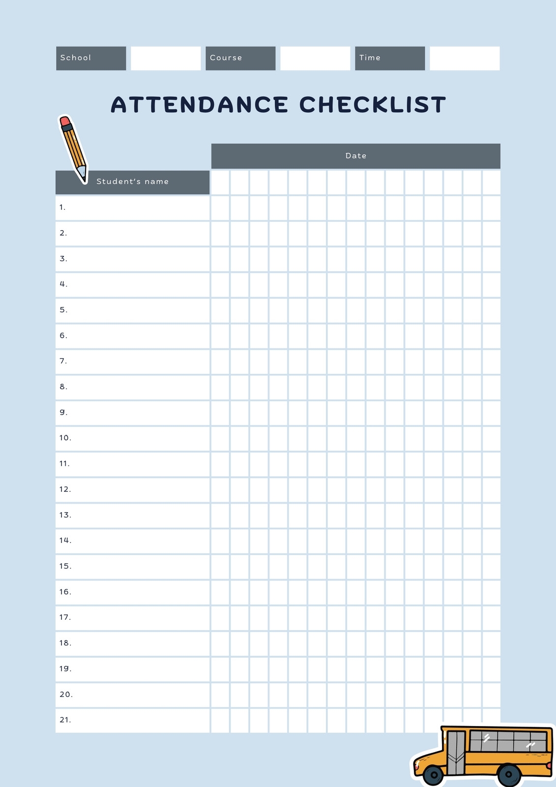 Free And Customizable Attendance Templates