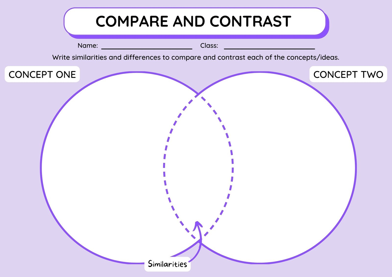 Compare And Contrast Chart Template