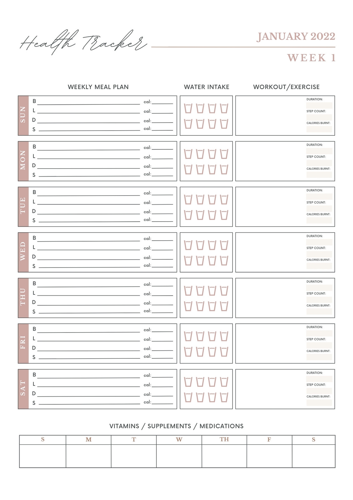 Free Custom Printable Workout Planner Templates Online Canva