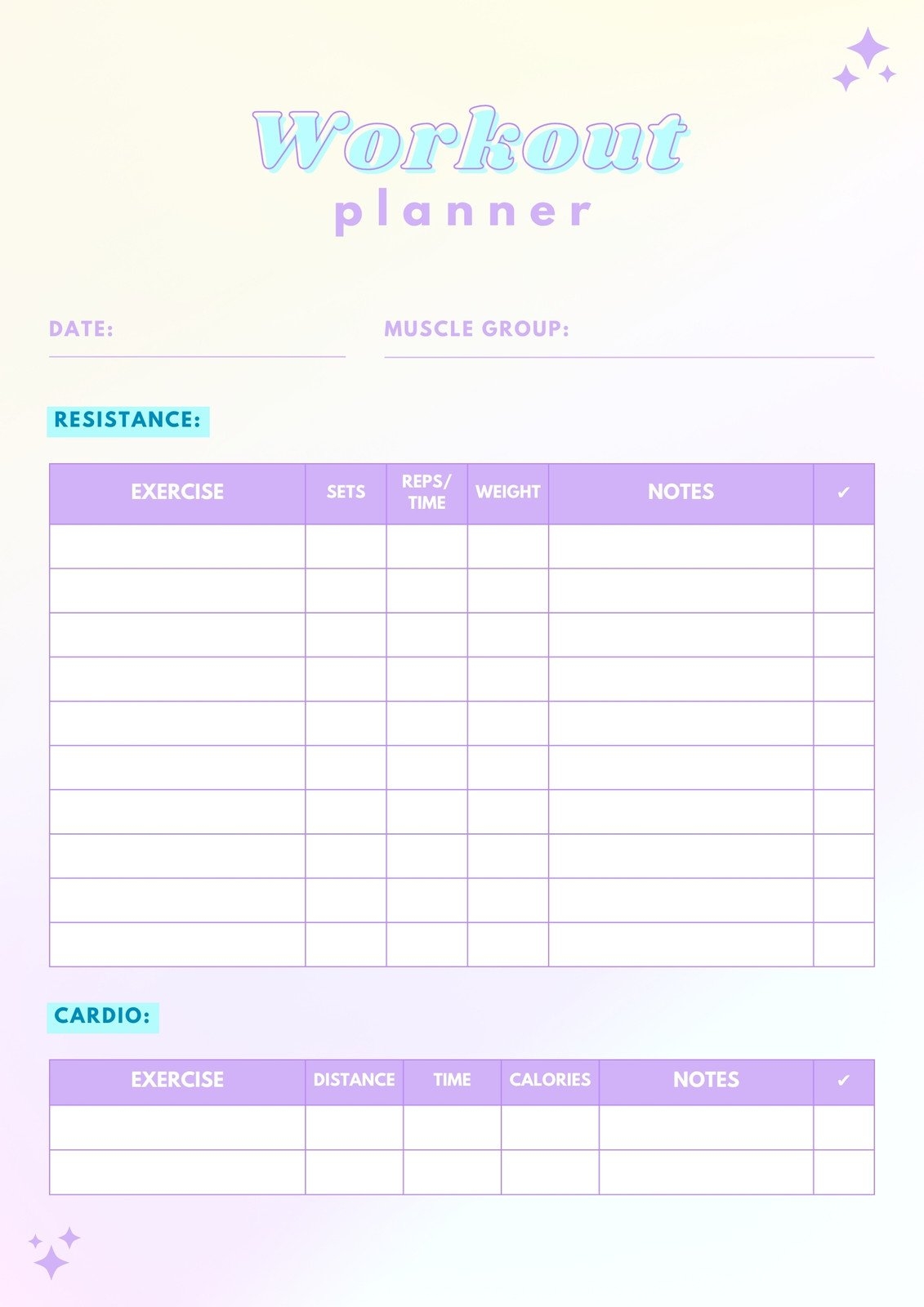 Free Custom Printable Workout Planner Templates Online Canva 