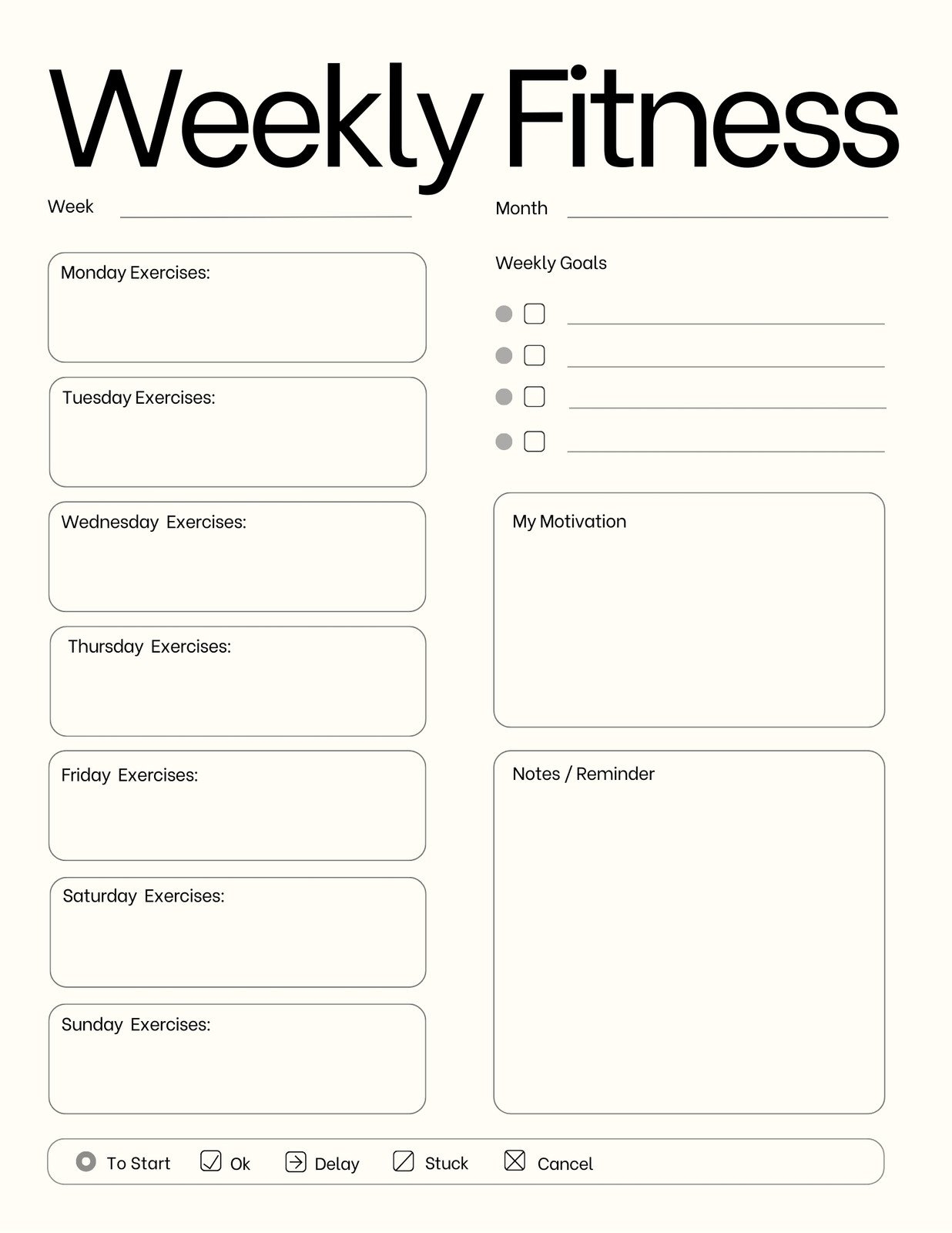 Exercise Chart Template