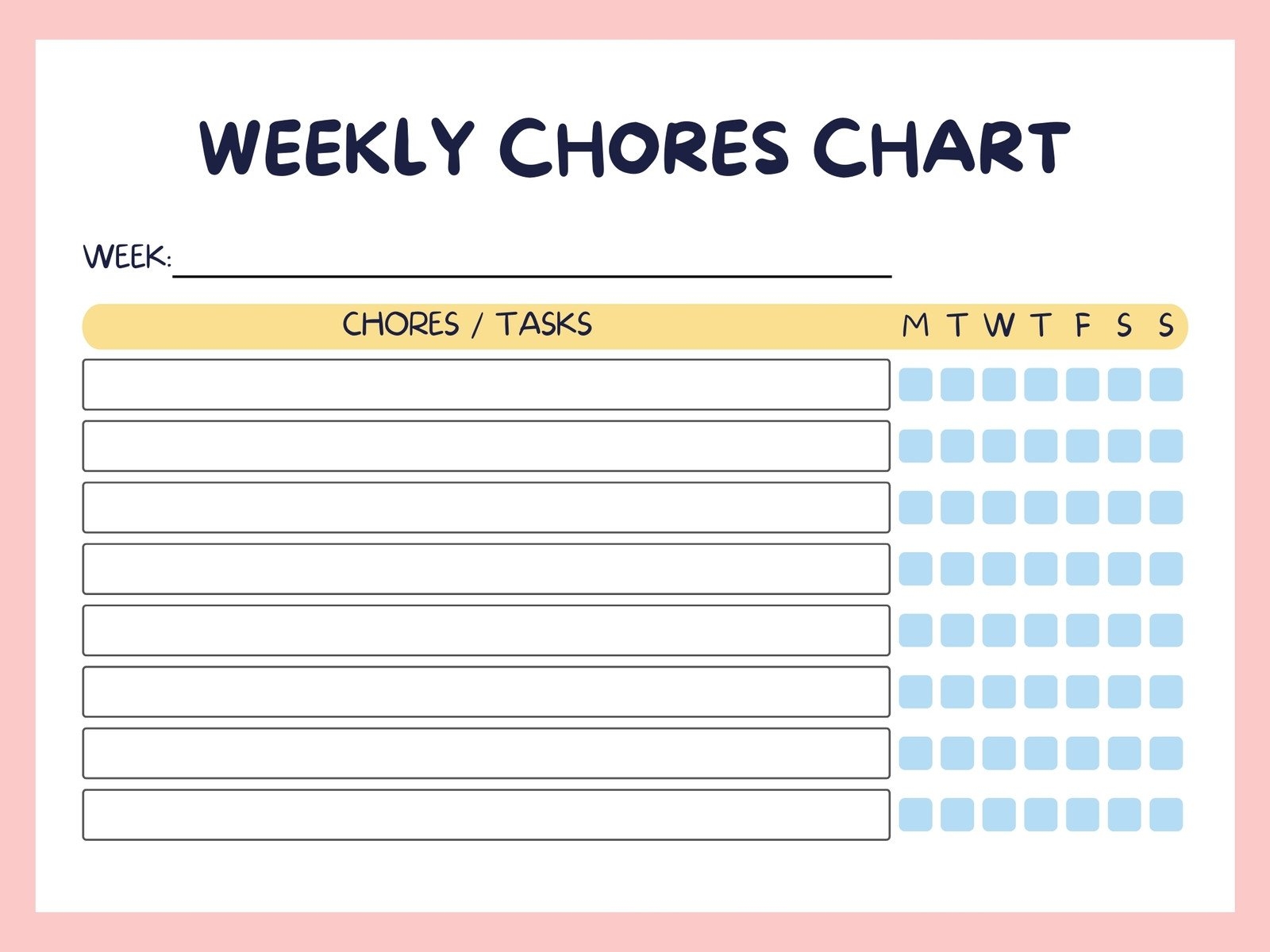 Customizable Family Chore Chart Template