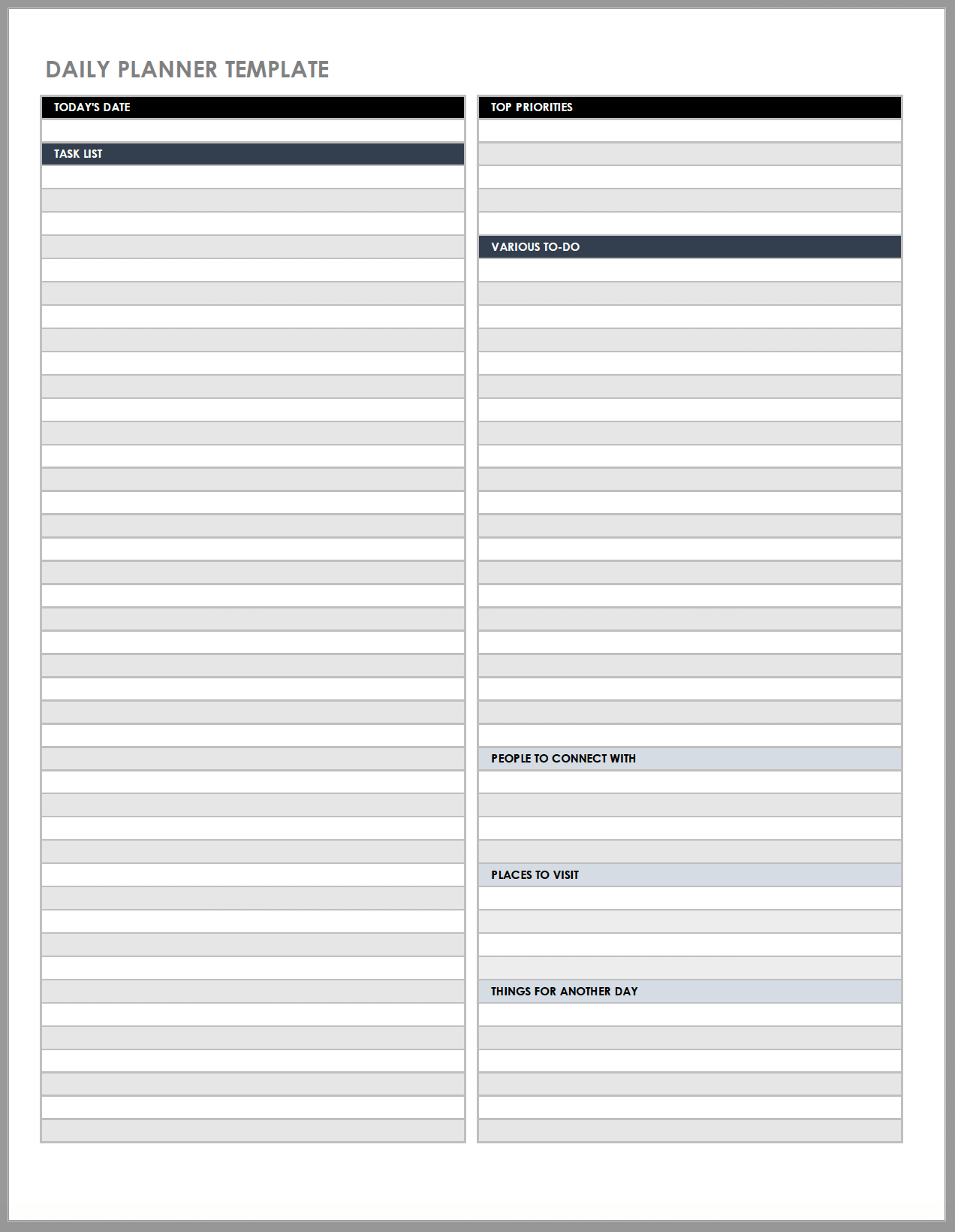 Blank Daily Chart Free Printable