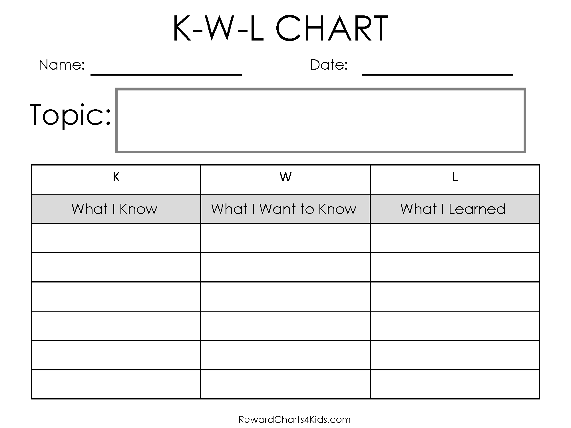 Kwl Chart Template Word